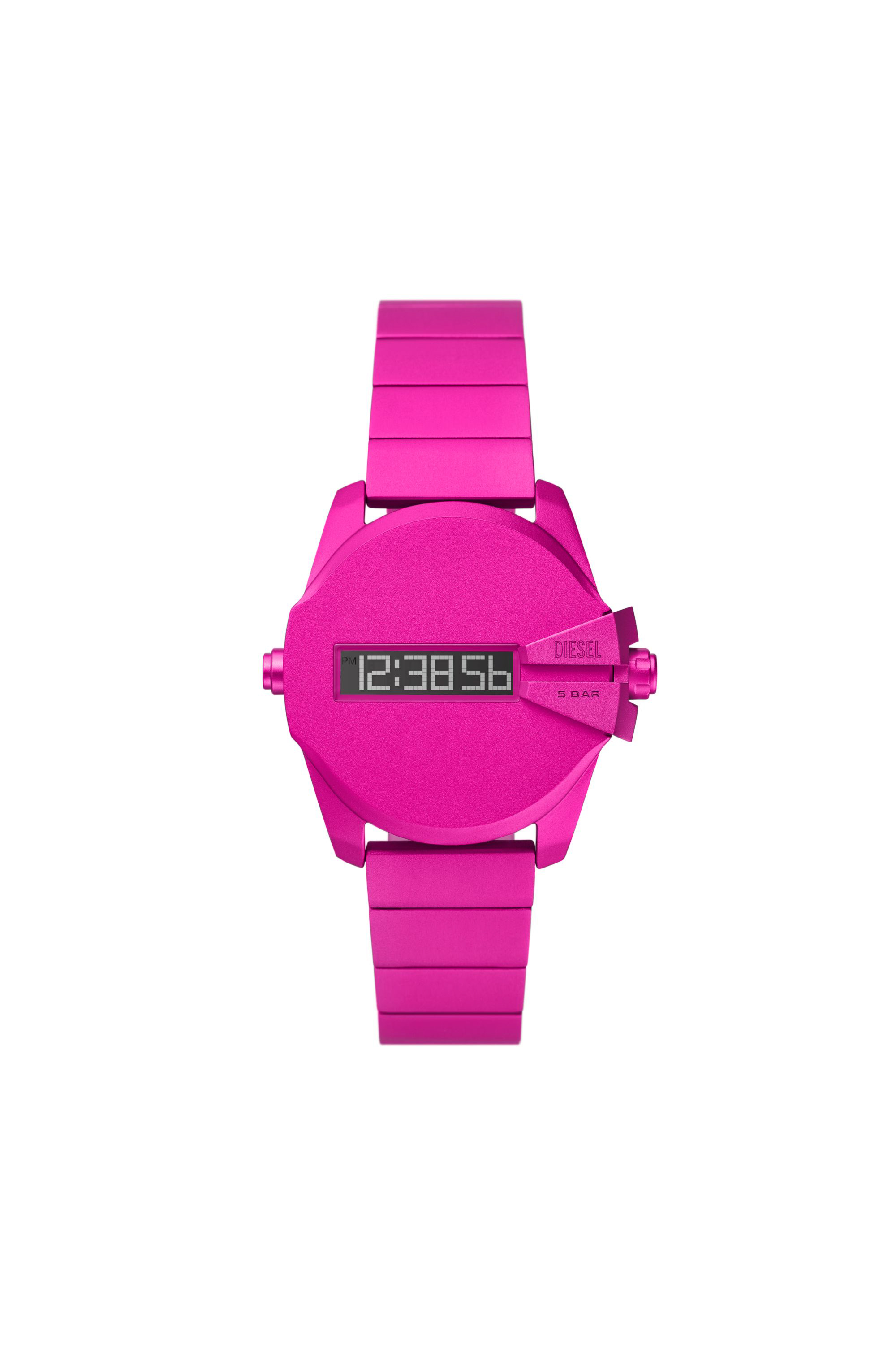 Diesel Baby Chief Digital Pink Aluminum Watch In Purple
