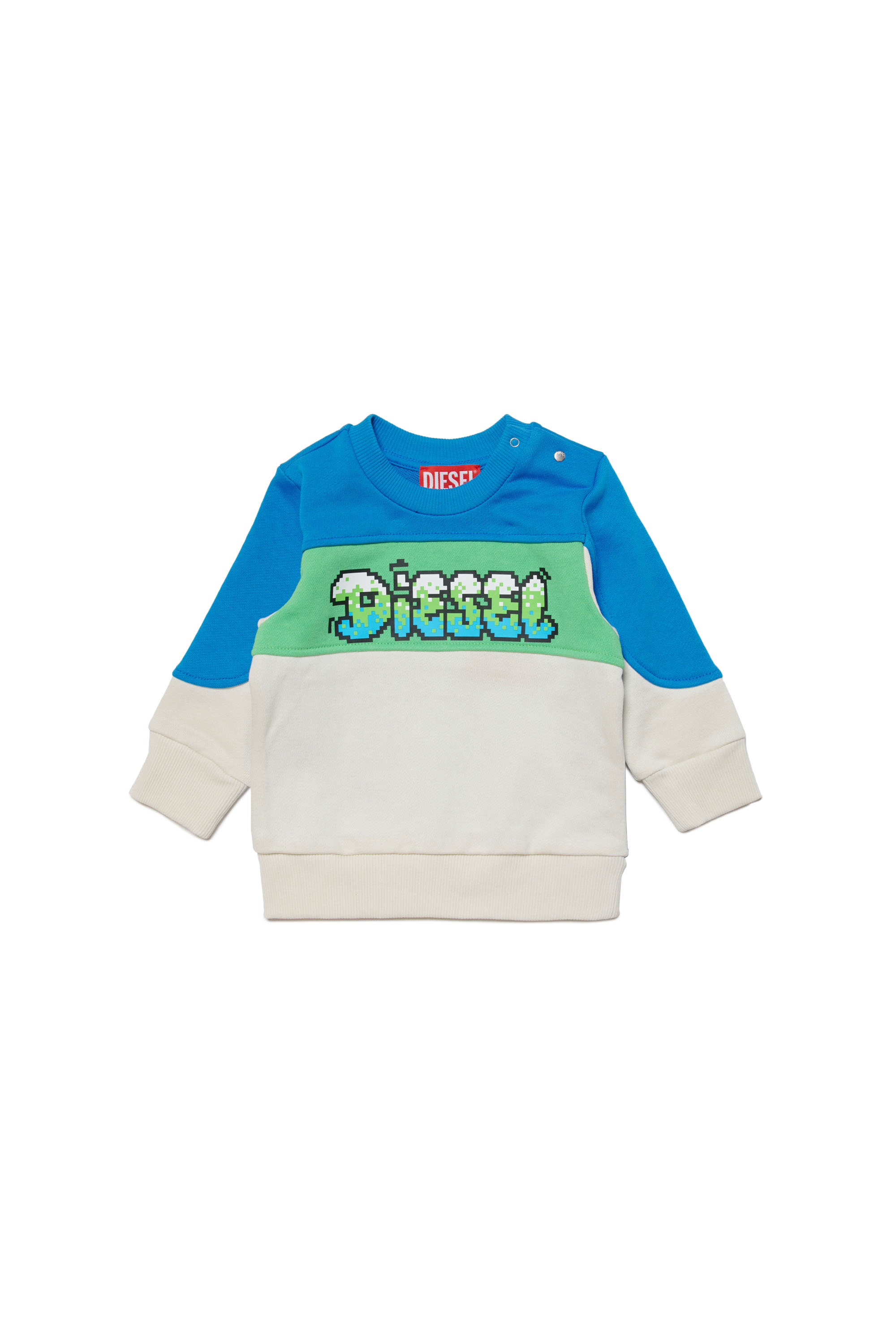 Diesel - Sweat-shirt color-block avec logo pixélisé - Pull Cotton - Homme - Polychrome