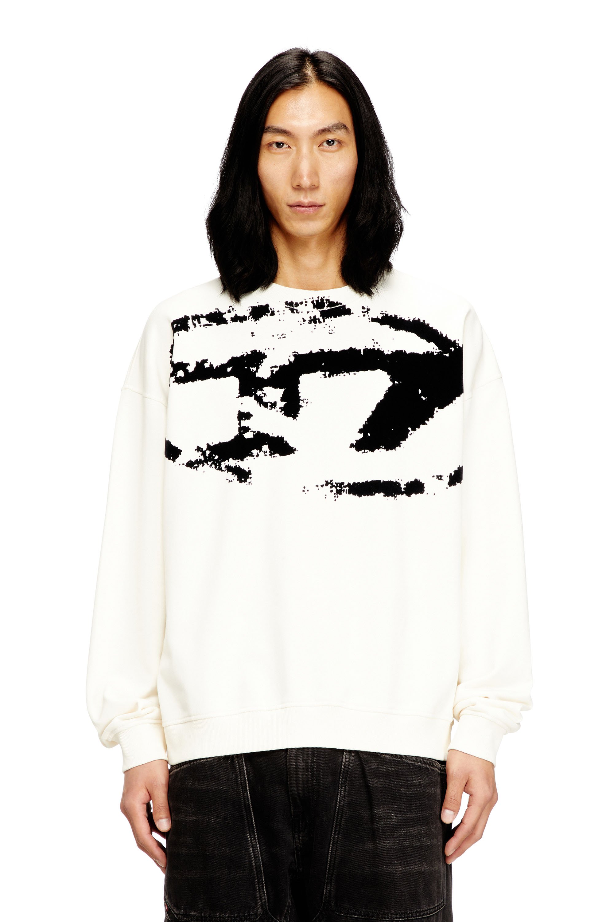 Diesel Homem Multicolor - Sweatshirt With Distressed Flocked Logo - Sweaters - Man 3XL