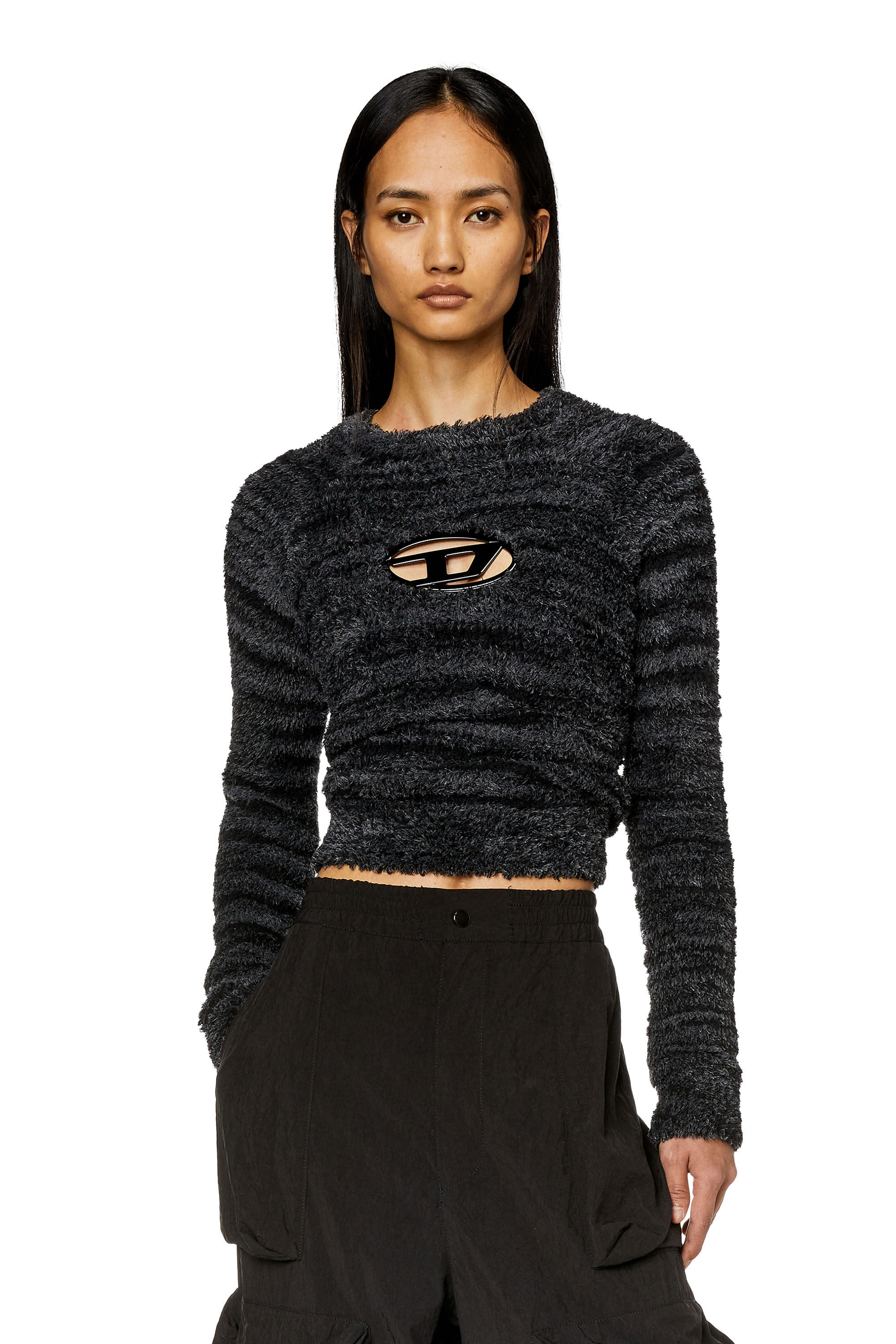 Diesel Fluffy Jumper With Oval D Plaque In Tobedefined