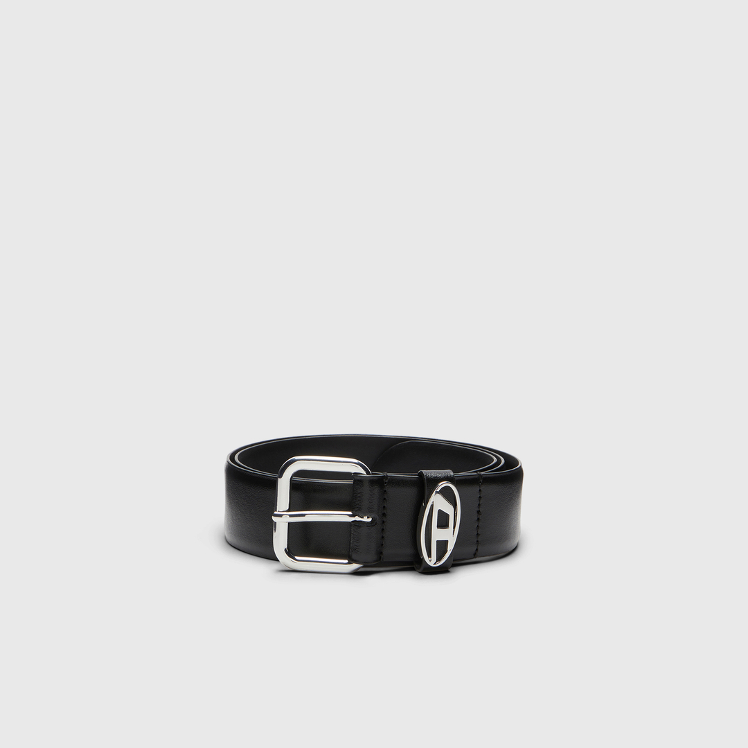 Diesel - Ceinture 3.9 cm en cuir avec plaque à logo - Ceintures - Mixte - Noir
