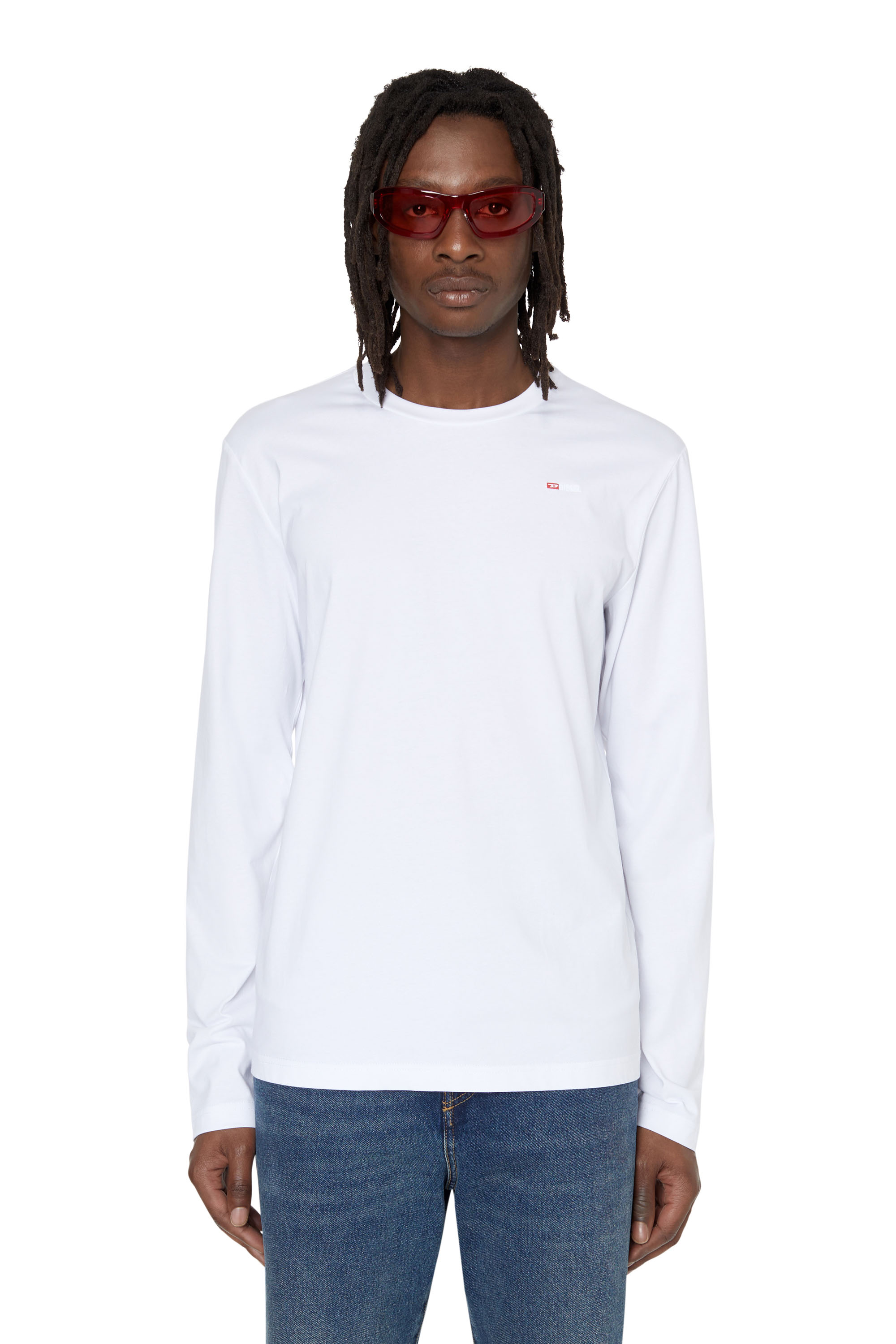 Diesel - T-shirt a maniche lunghe con micro logo - T-Shirts - Uomo - Bianco