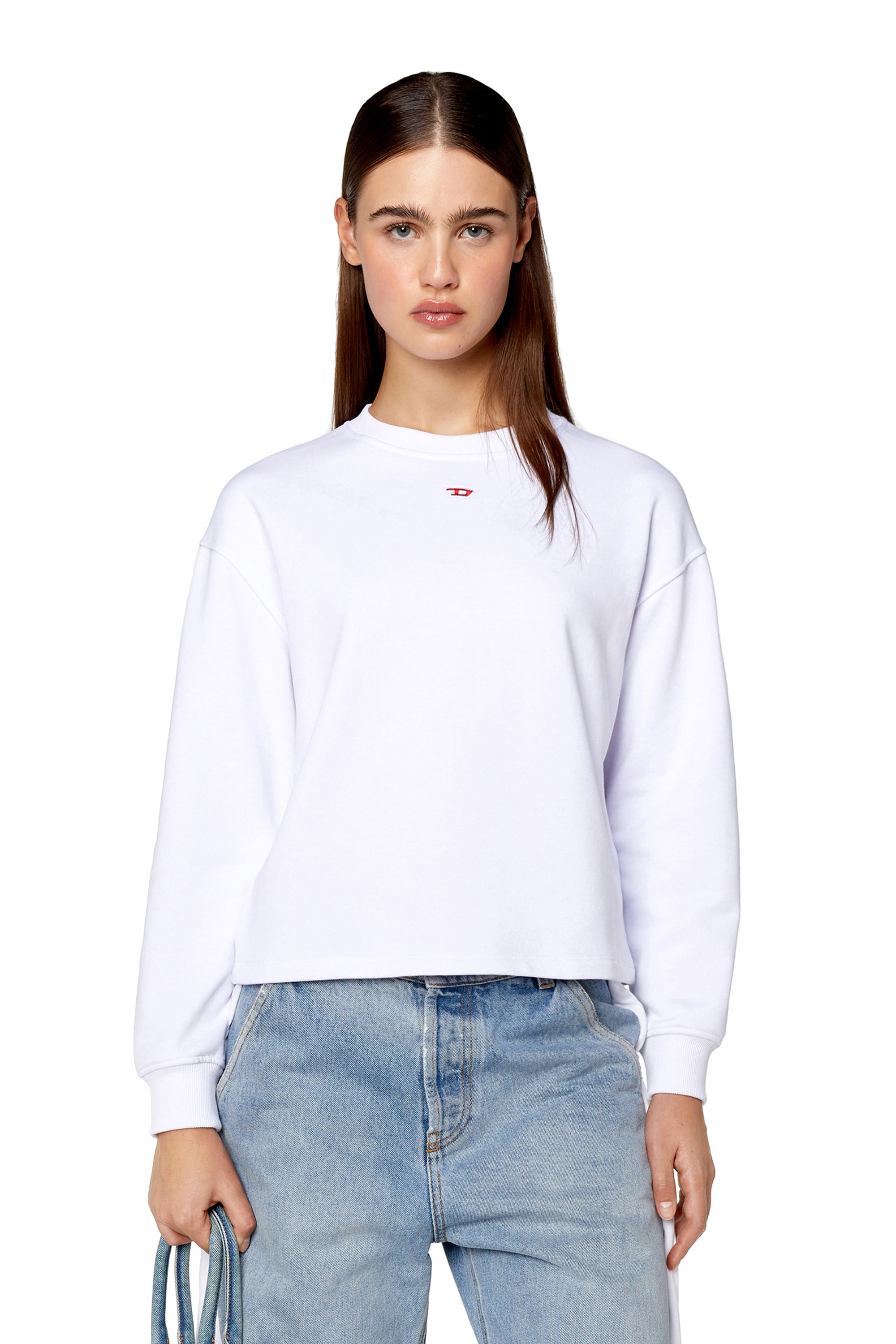 Diesel - Oversized sweatshirt with D patch - Sweaters - Woman - White
