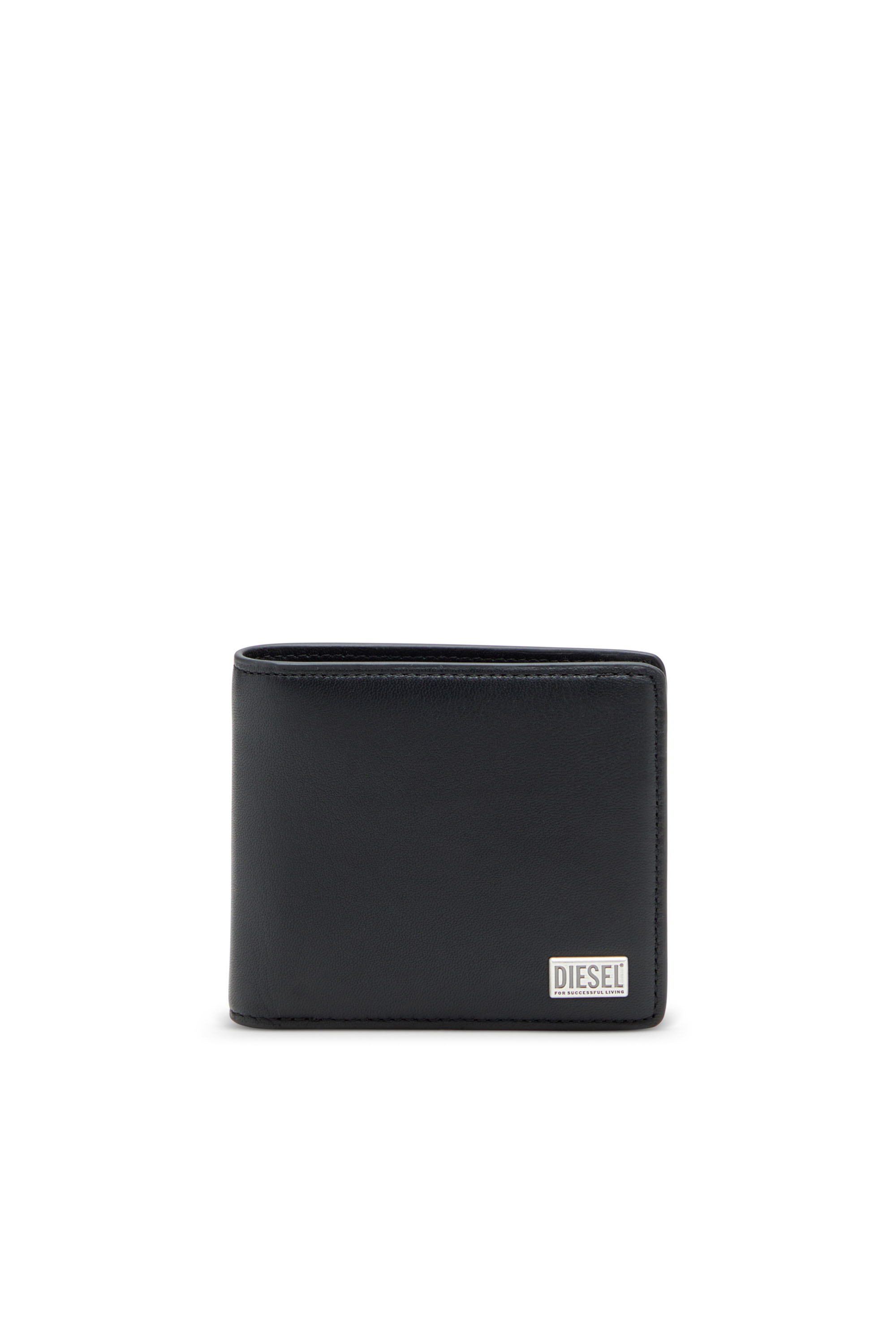 Diesel Men's Black - Bi-Fold Wallet In Semi Gloss Leather - Wallets - Man Uni