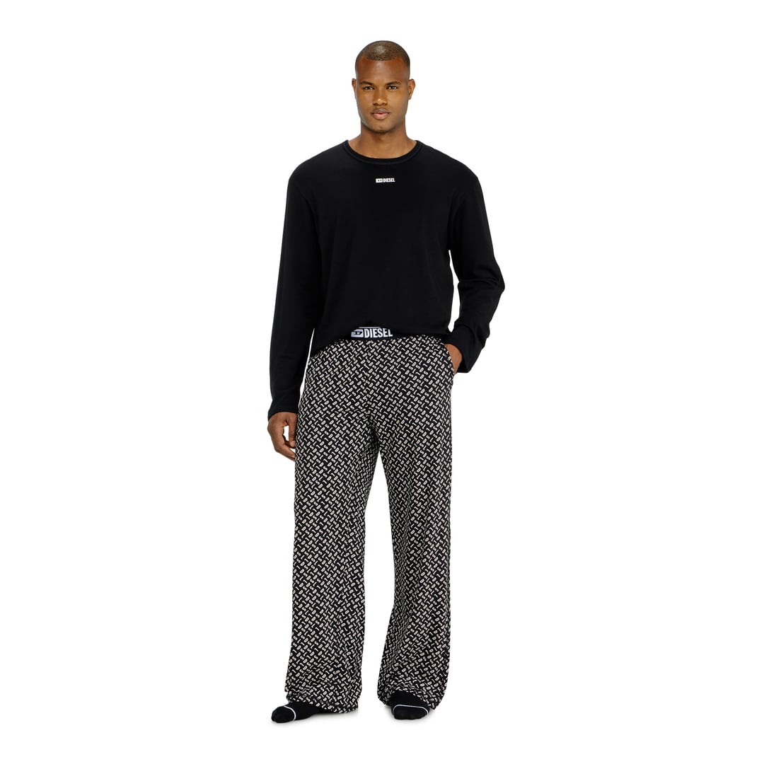 Diesel - Pyjama set in cotton with printed bottoms - Pajamas - Man - Black