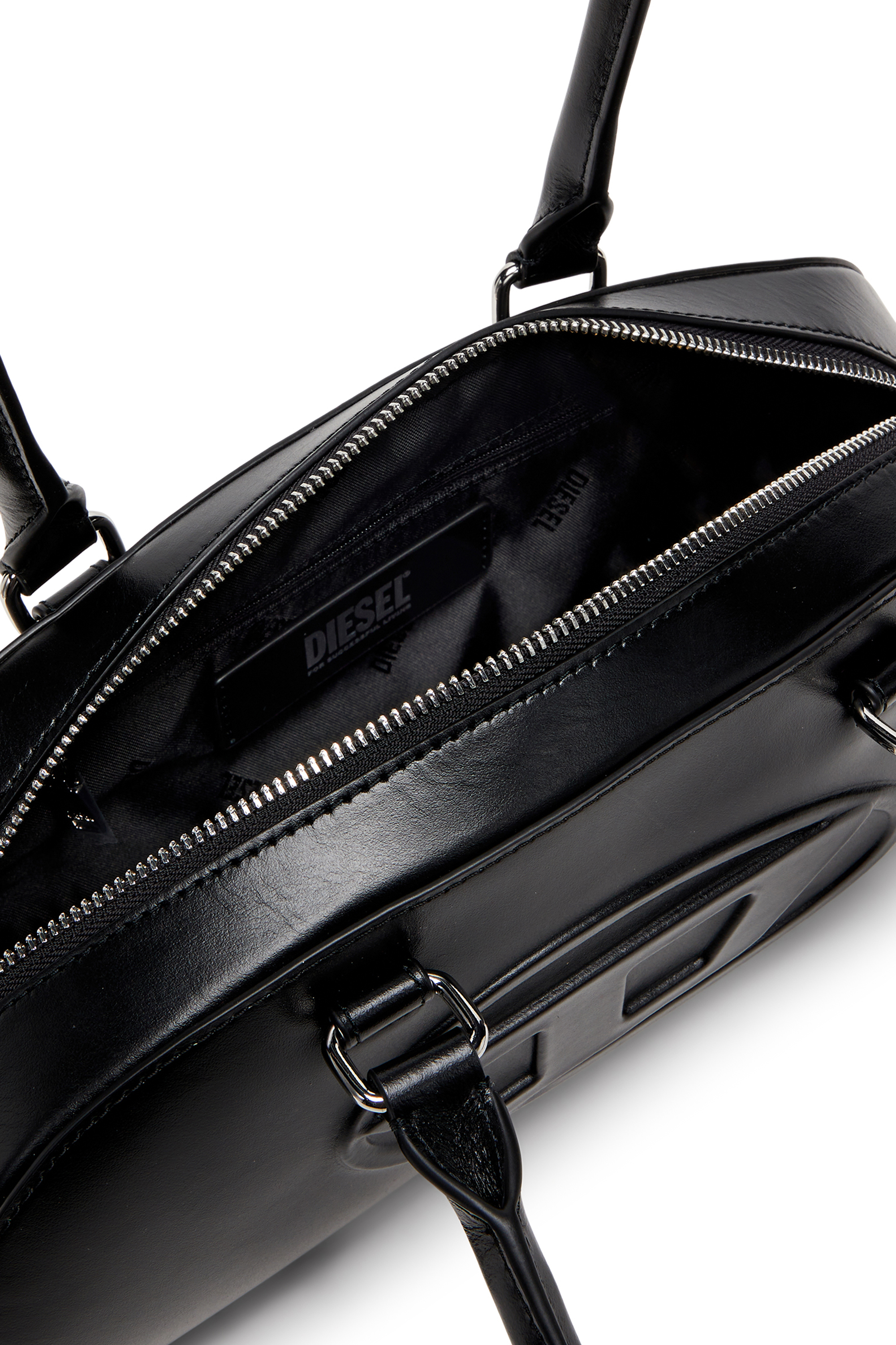 Diesel - 1DR DOME SHOULDER EW, Woman's 1DR Dome - Elongated bowling bag in leather in Black - 4