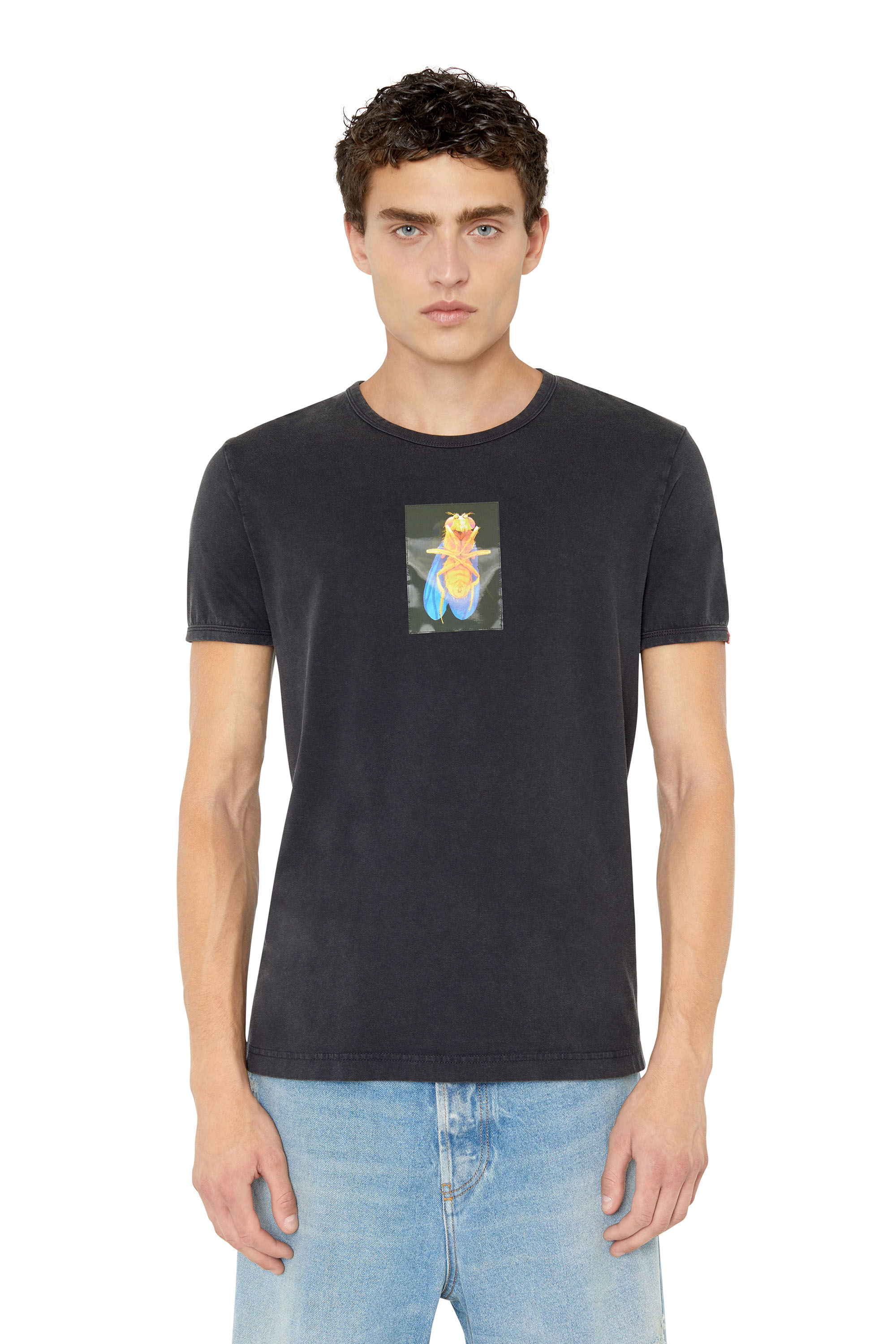 Diesel - T-shirt con applicazione mosca lenticolare - T-Shirts - Uomo - Nero