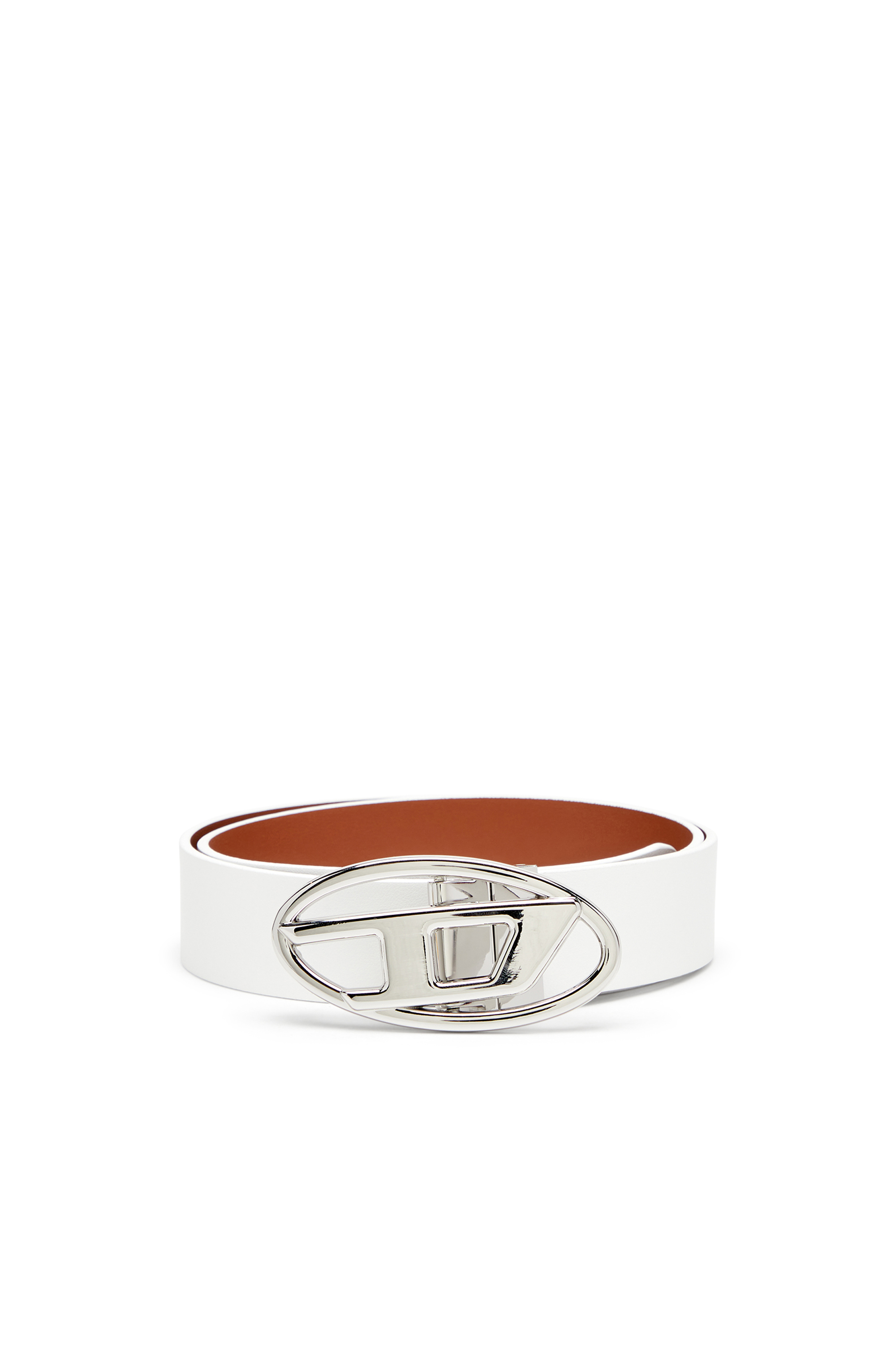 Diesel - Reversible leather belt with Oval D buckle - Belts - Woman - White