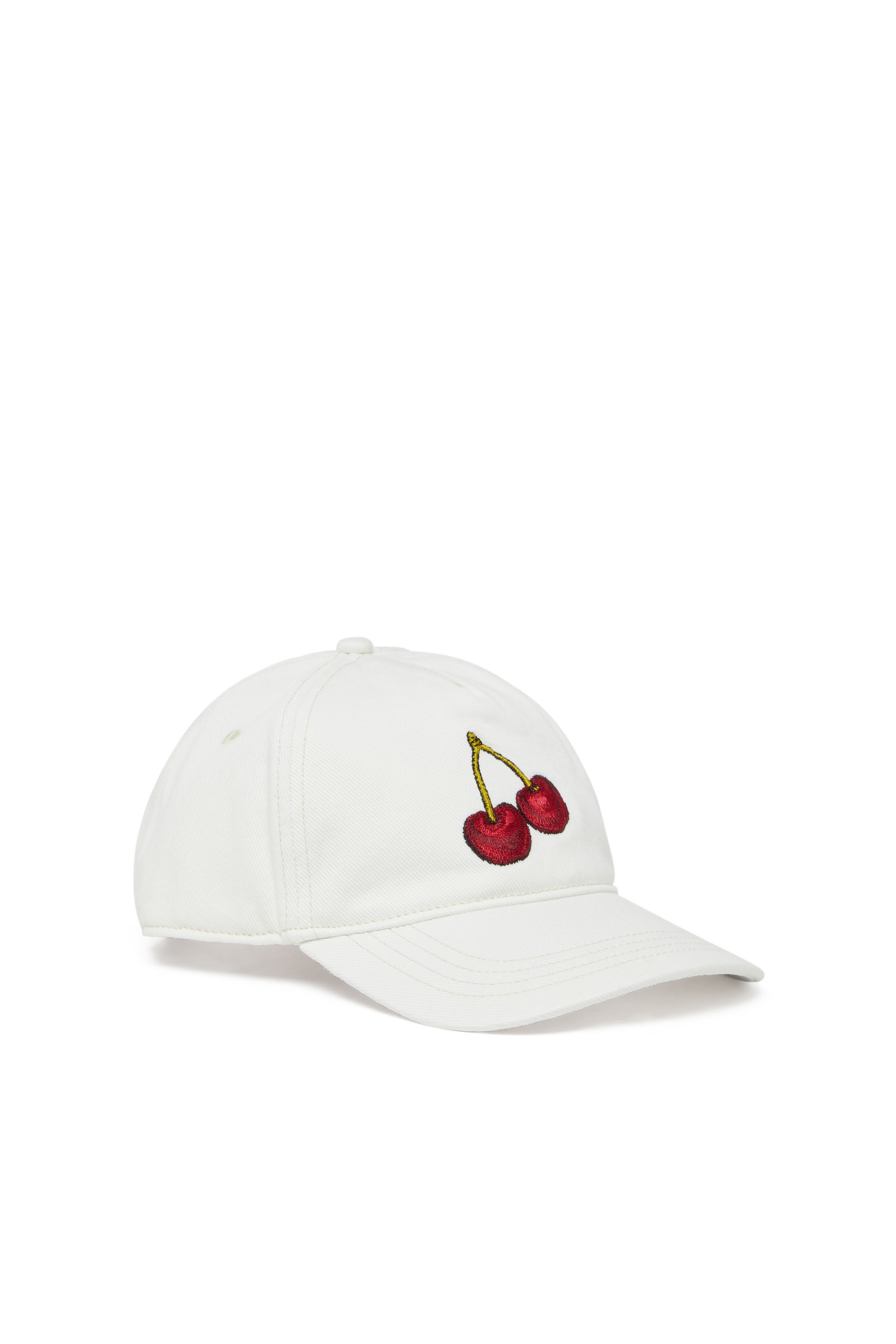 Diesel Unisex White - Baseball Cap In Cotton Twill With Cherry Embroidery - Caps Size 01