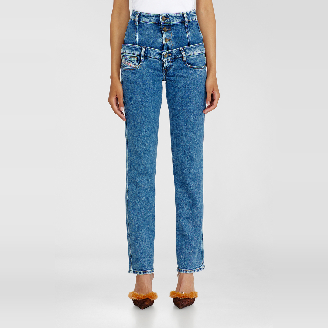Diesel Jeans Slim Taille Haute D-Fynora, Bleu moyen, Fermeture zippée