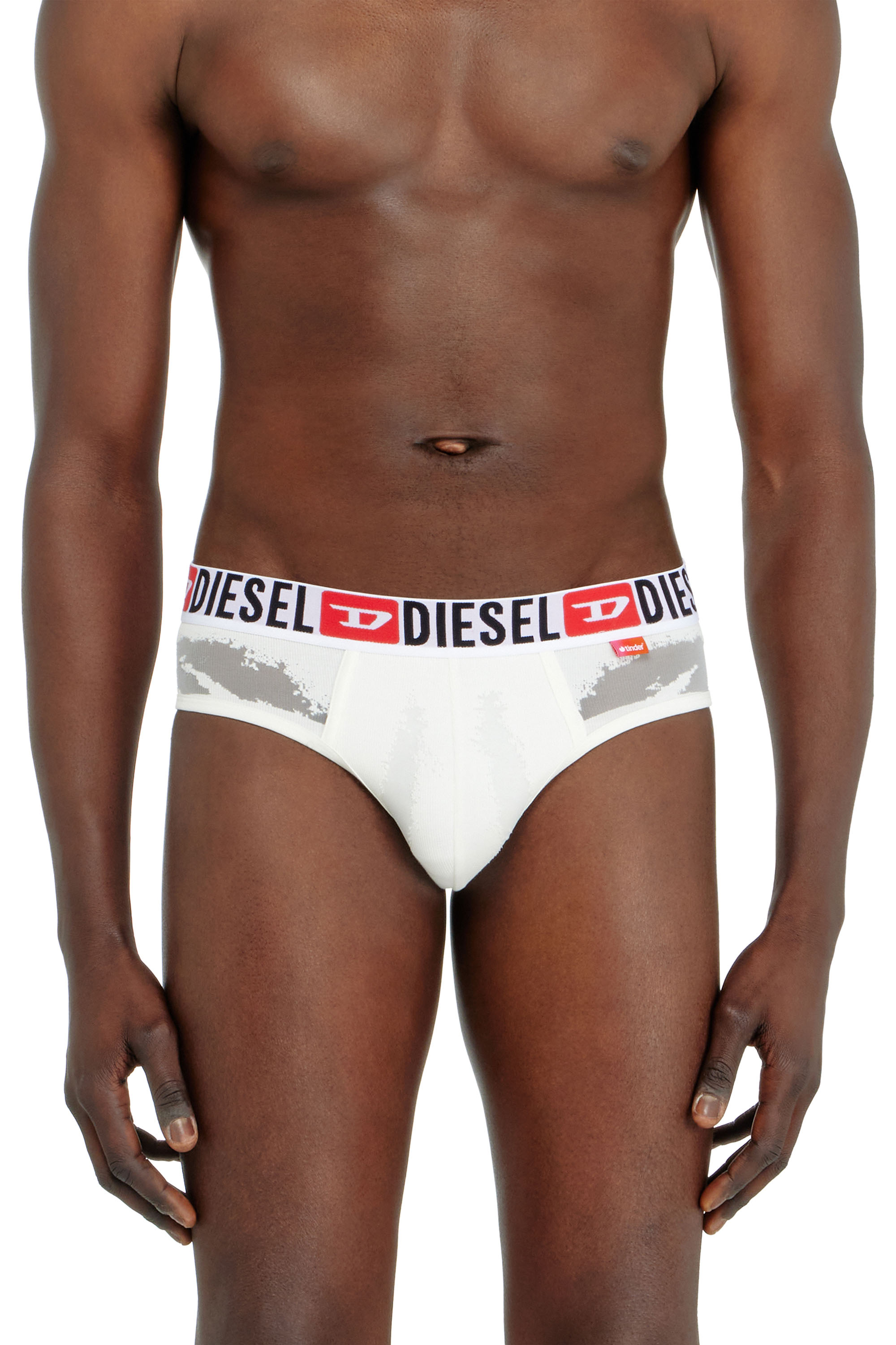 Diesel Men's White - Briefs With Sheer Devoré Effect - Briefs - Man Large