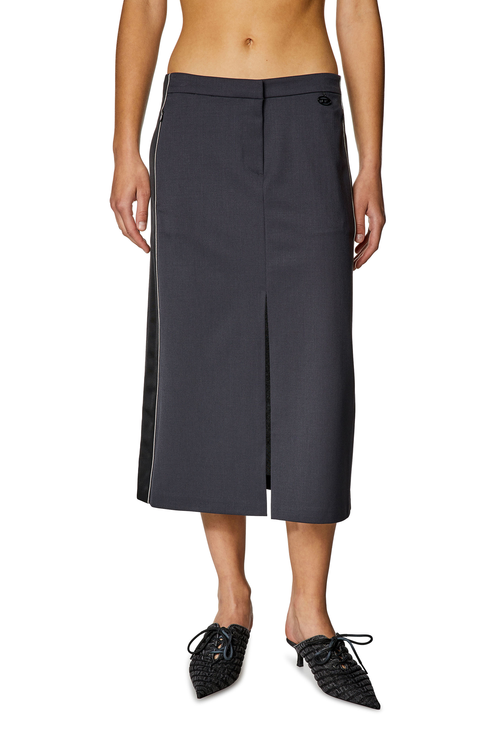 Diesel - Midi skirt in wool blend and double knit - Skirts - Woman - Multicolor