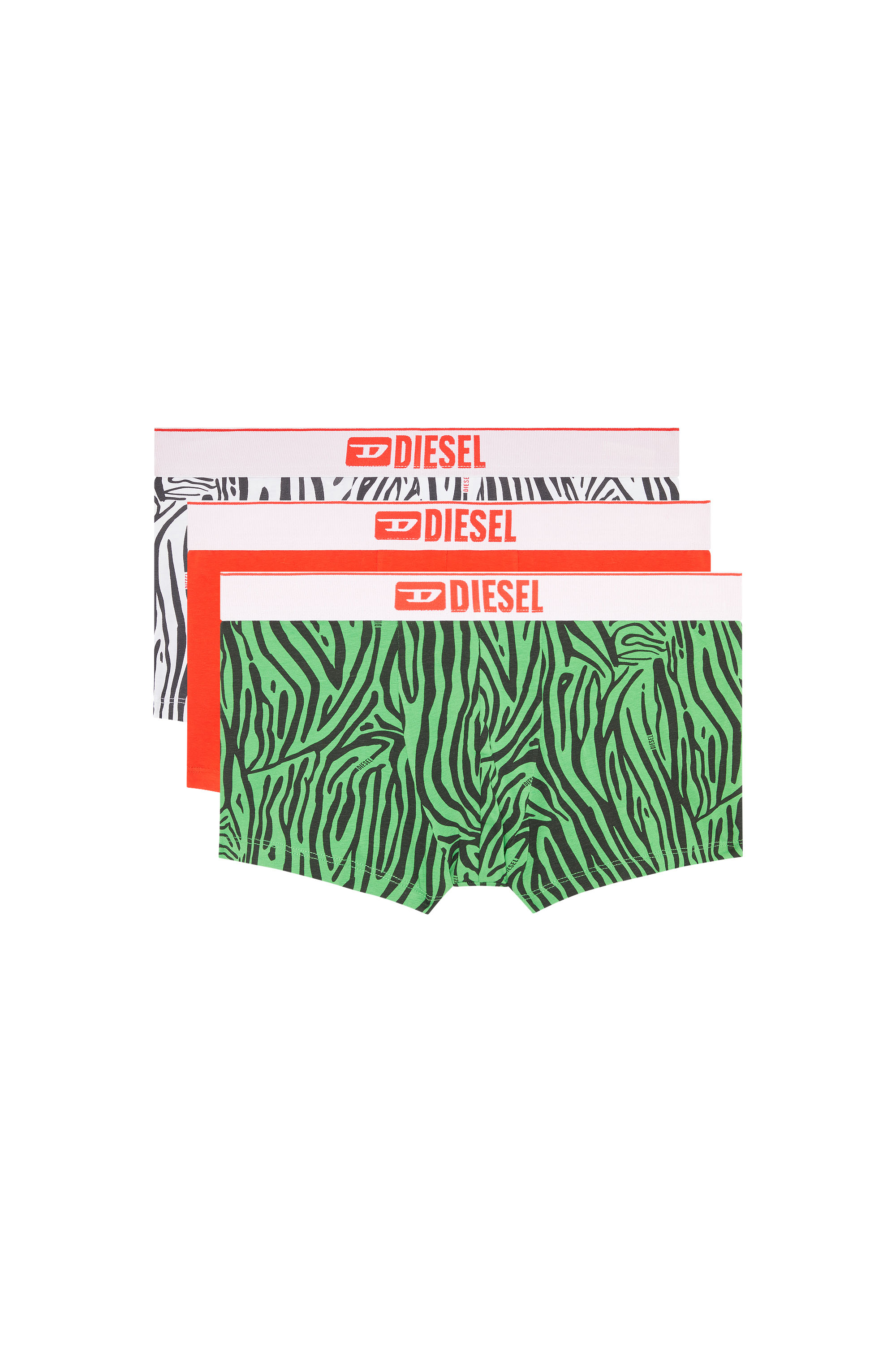 Diesel Three-pack Boxer Briefs With Zebra Print In Multicolor