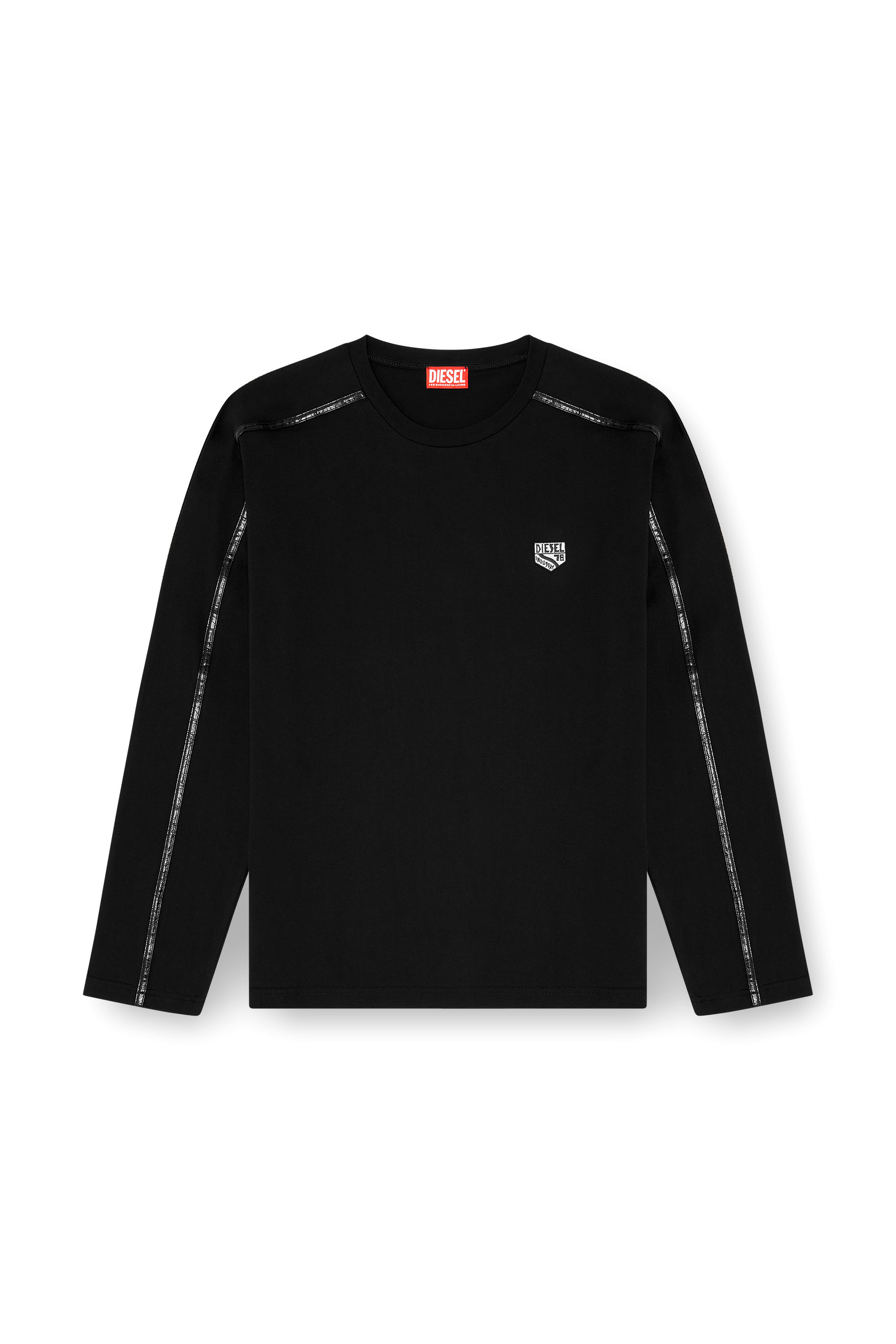 Diesel - T-NORM-LS-FL, Man's Long-sleeve T-shirt with tonal trims in Black - 2