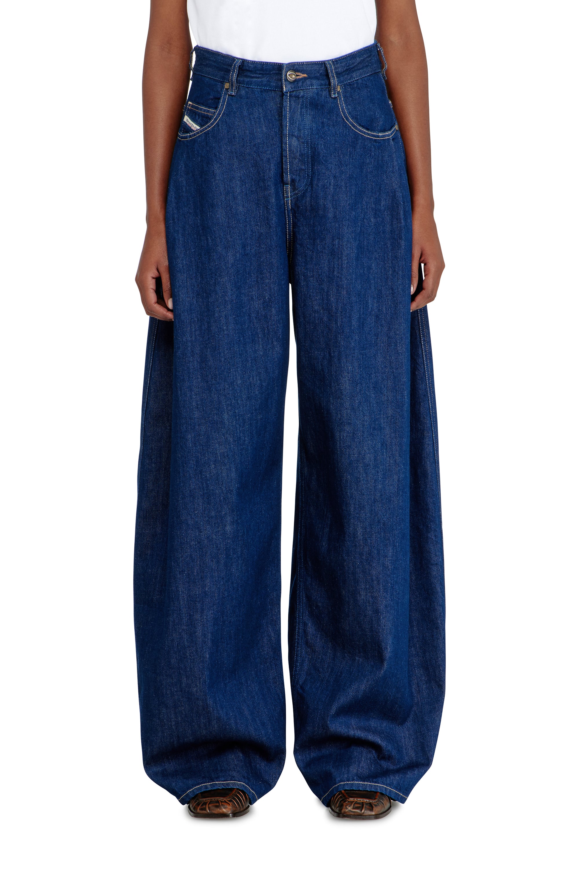 Diesel Jeans Relaxed Haute 1987 D-Khelz, Foncé, Fermeture Boutonnée Femme Bleu Taille 27
