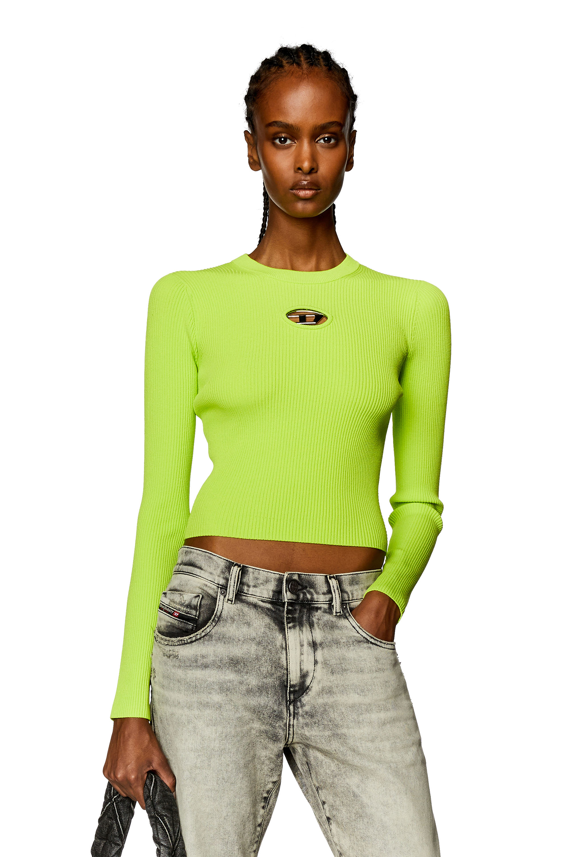Diesel - Ribbed-knit long-sleeve top - Knitwear - Woman - Green