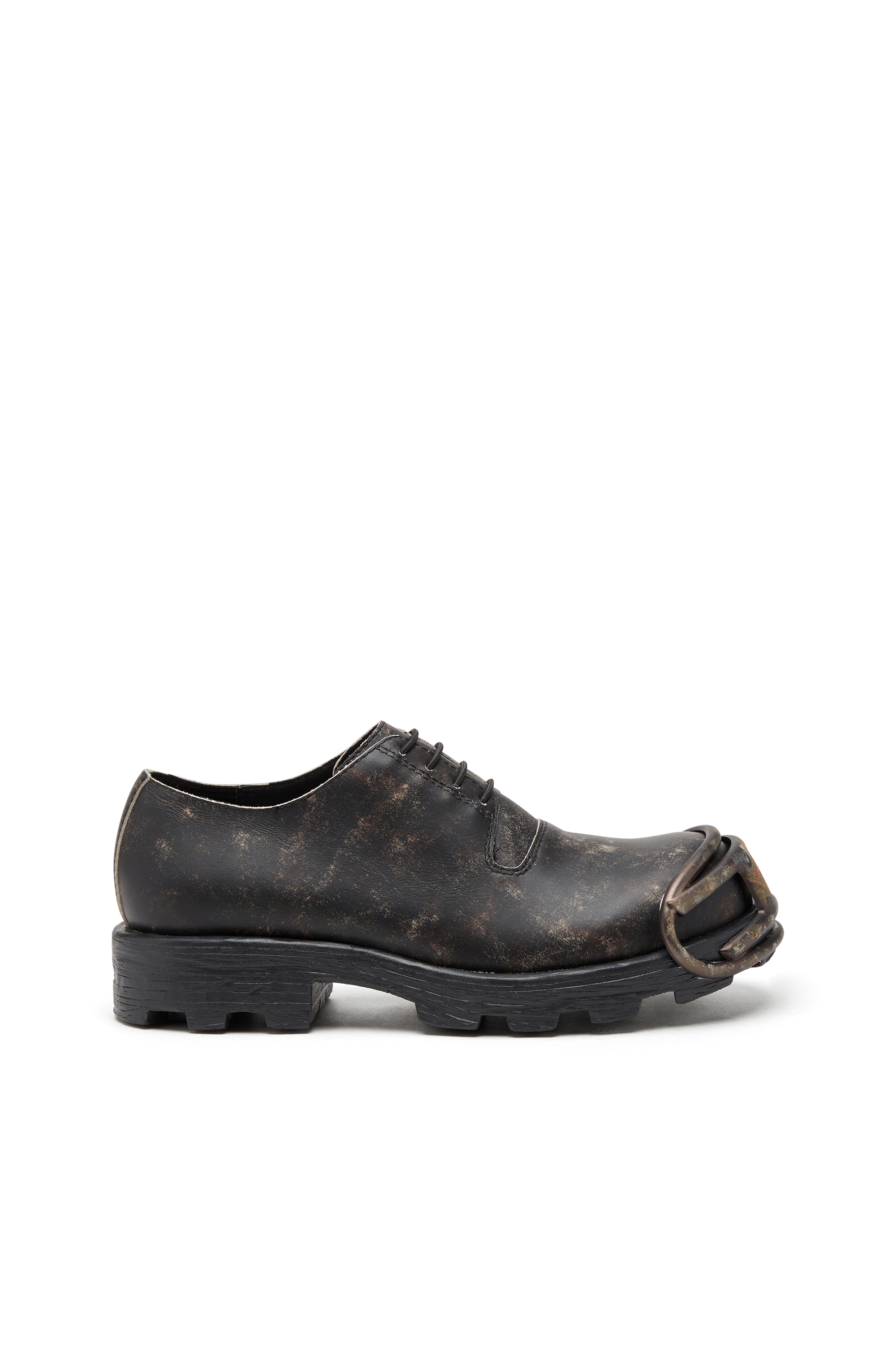 Shop Diesel D-hammer-derby Shoes In Treated Leather In Marrone