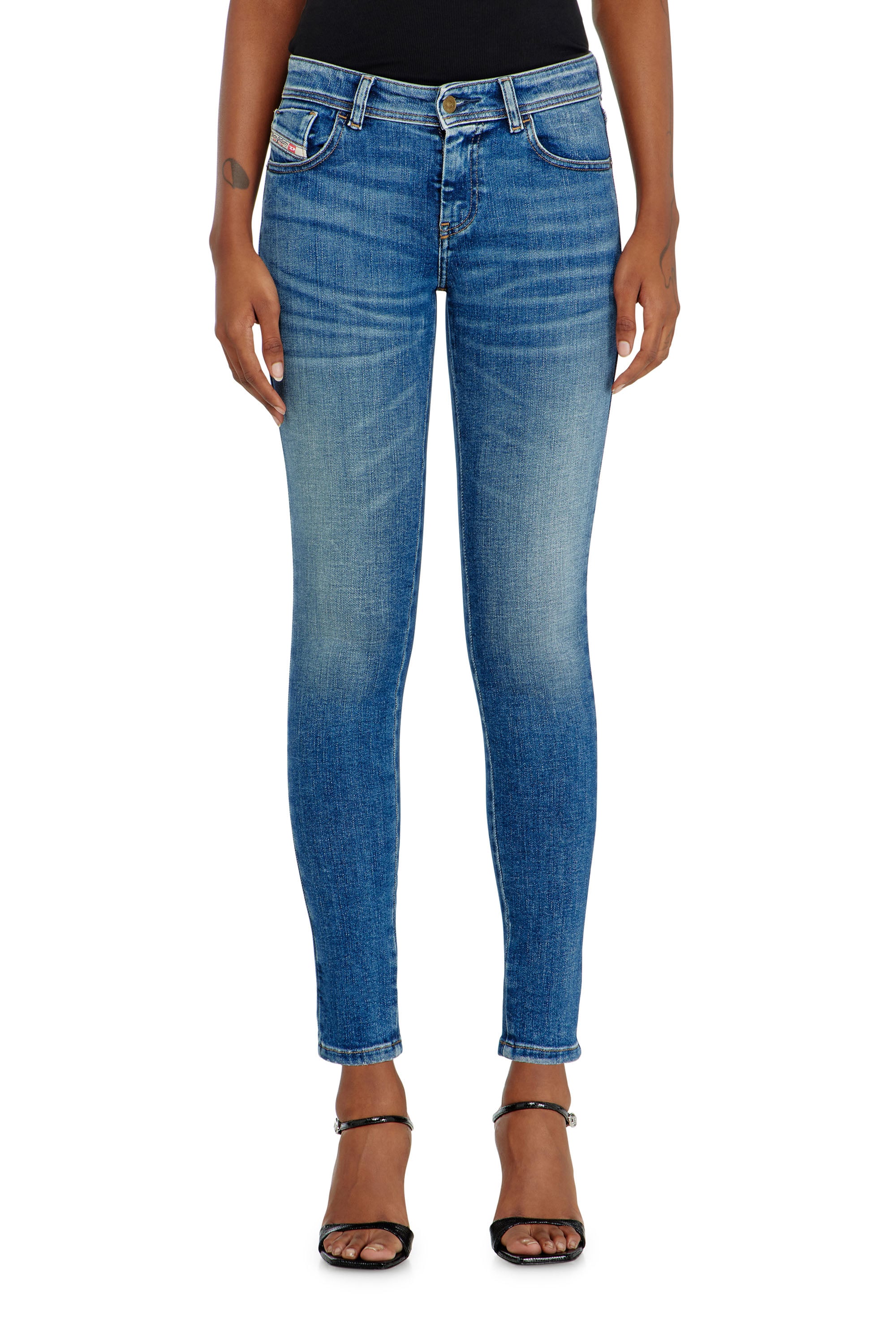 Diesel Vrouw Blauw Skinny Jeans Regular Waist 2017 Slandy, Zip Fly Maat 27
