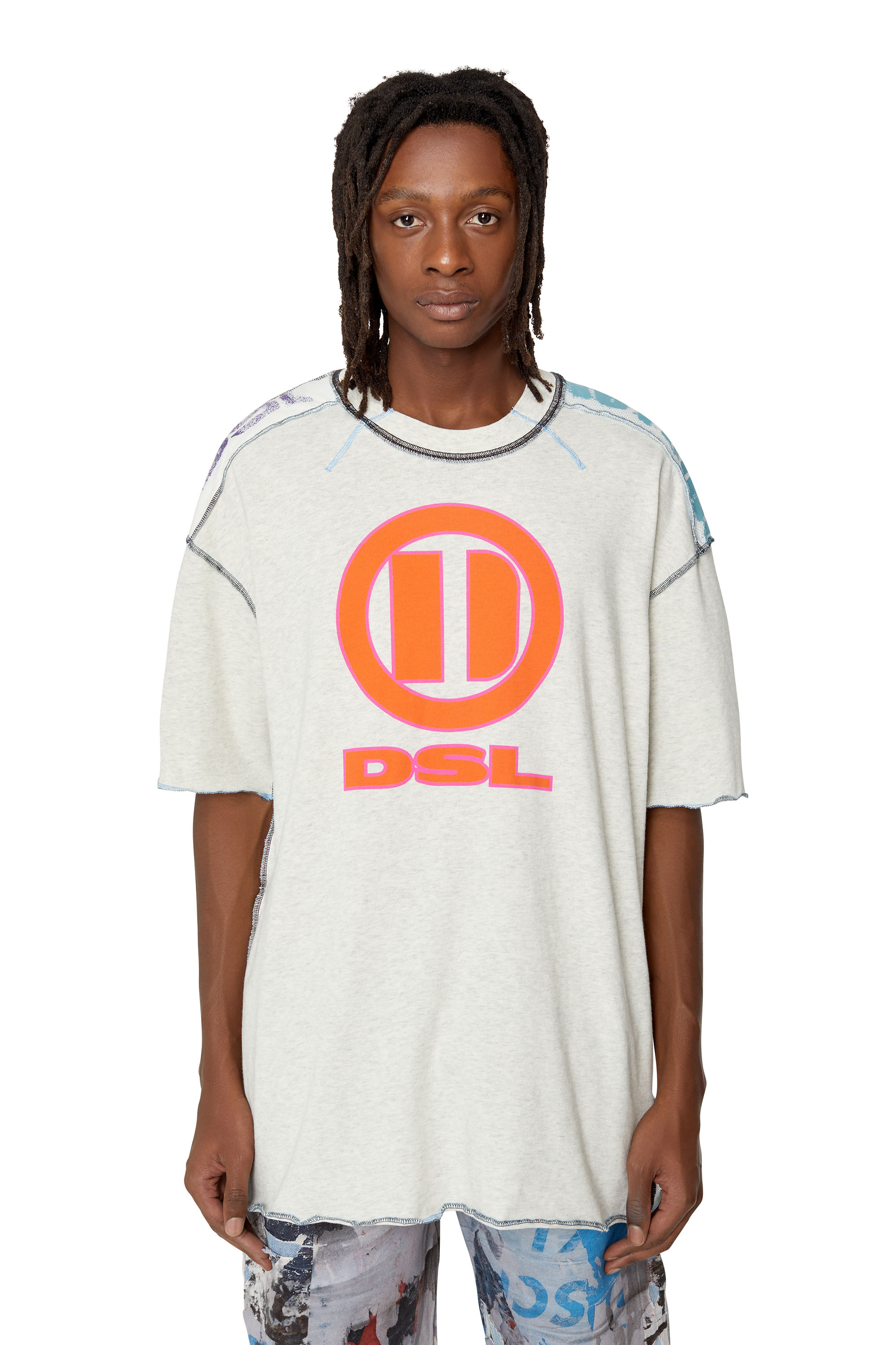Diesel - T-shirt con cuciture a contrasto - T-Shirts - Uomo - Grigio