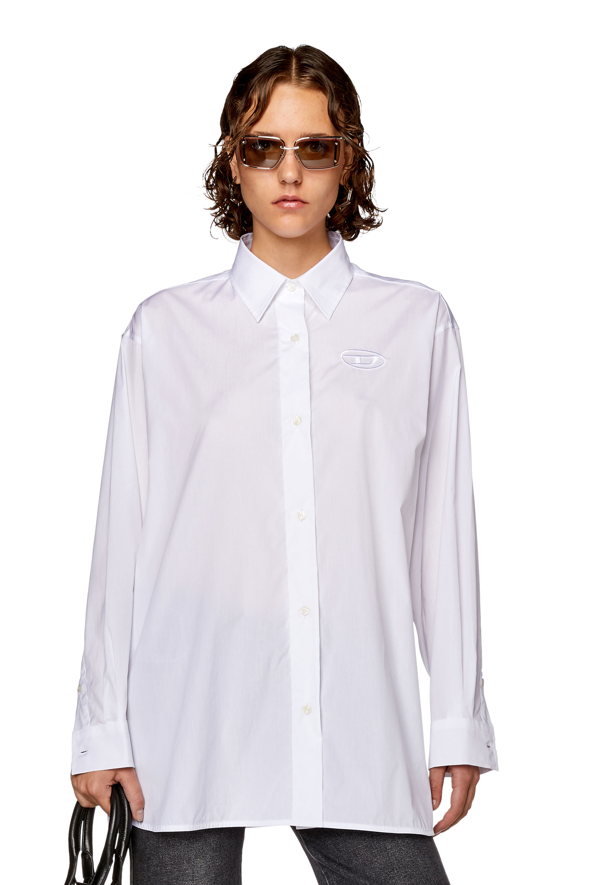 Diesel - Loose shirt with 3D embroidery - Shirts - Woman - White