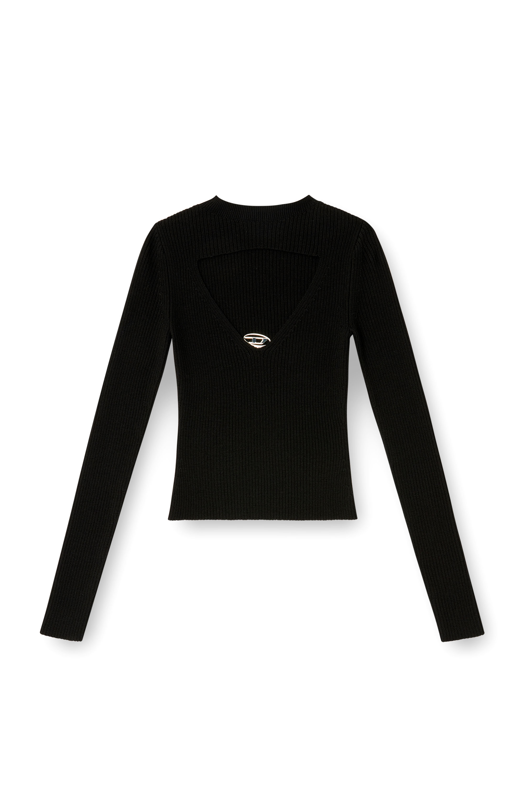 Diesel - M-OLINA, Woman's Ribbed wool jumper with cut-out in Black - 3