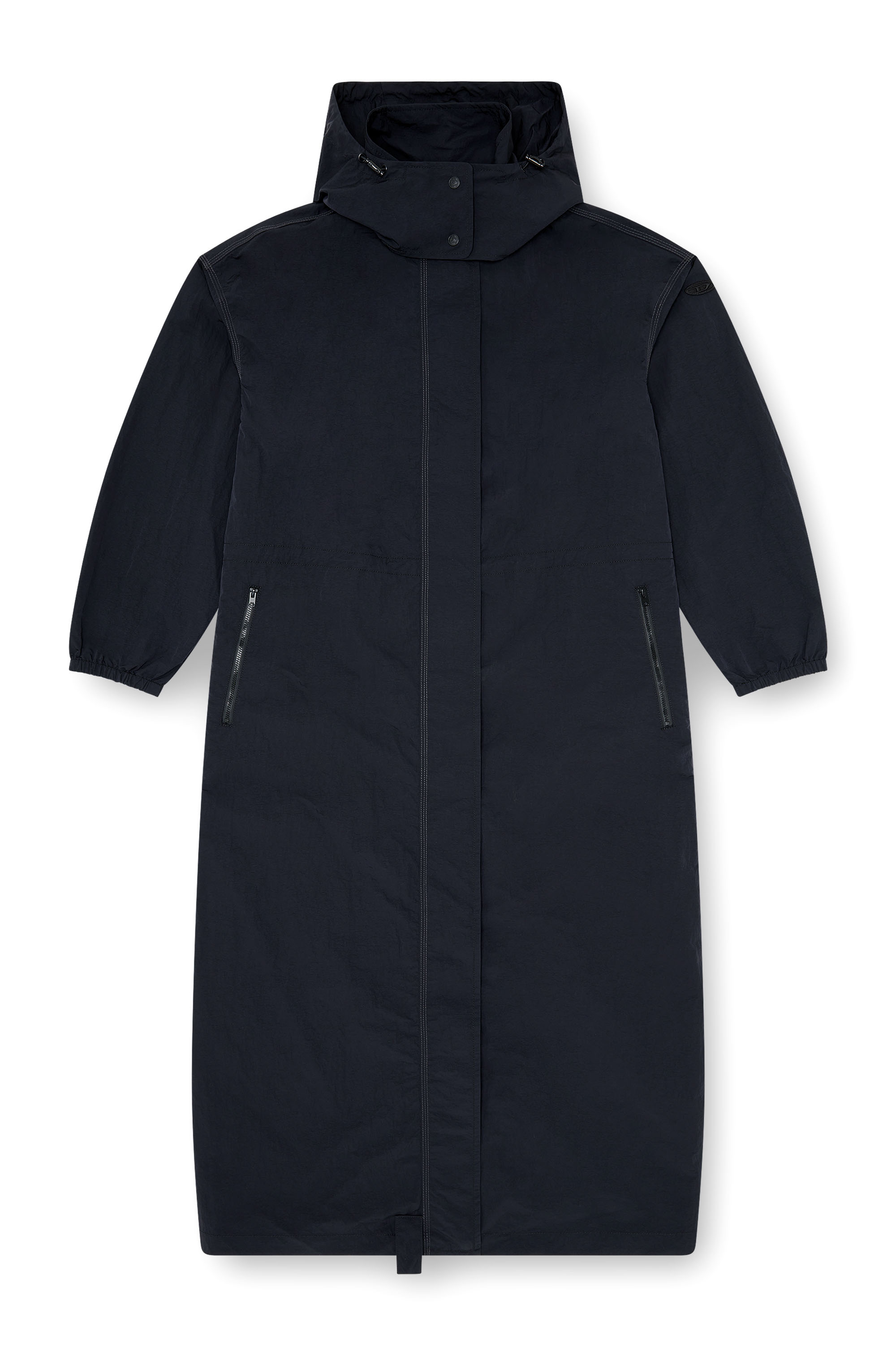 Diesel - G-ASTER-T1, Woman's Nylon trench coat with detachable hood in Night Blue - 2