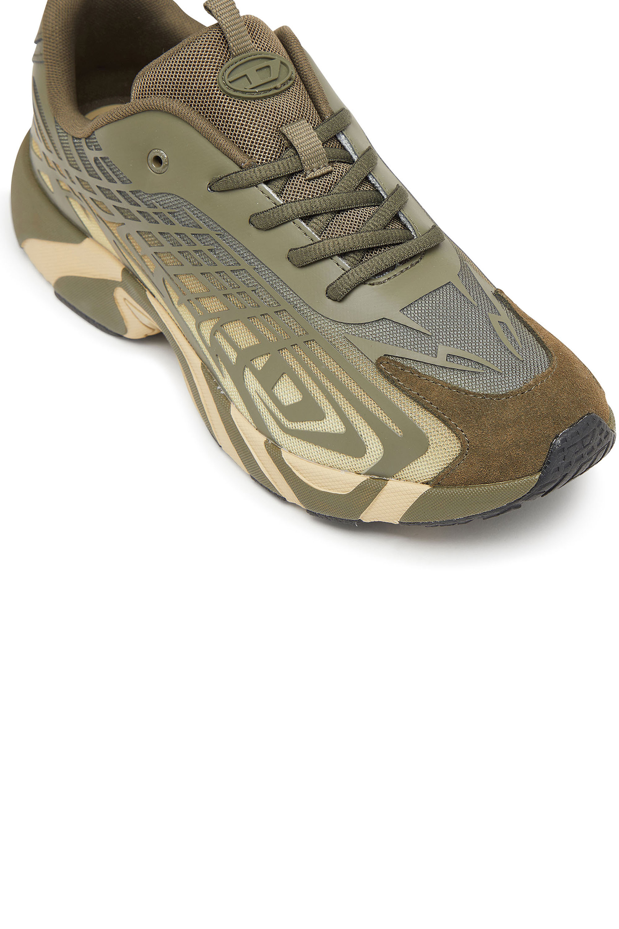 Diesel - S-D-VIT'S 500 LOW, Man's D-Vit-Sneakers in striped d&eacute;grad&eacute; mesh in Green/Brown - 6