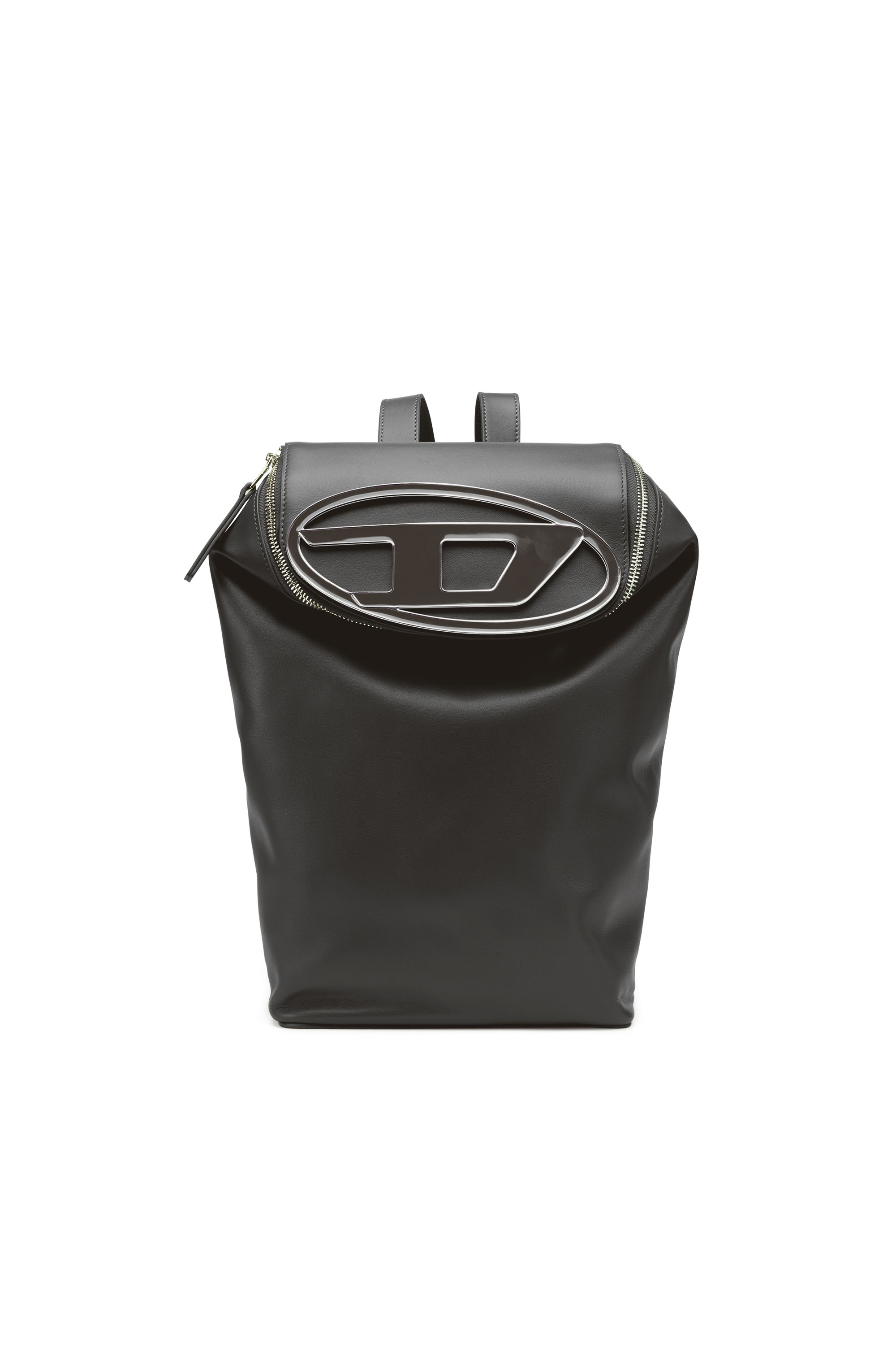 Diesel - 1DR-Backpack - Mochila de cuero con placa con logotipo - Mochilas - Mujer - Negro