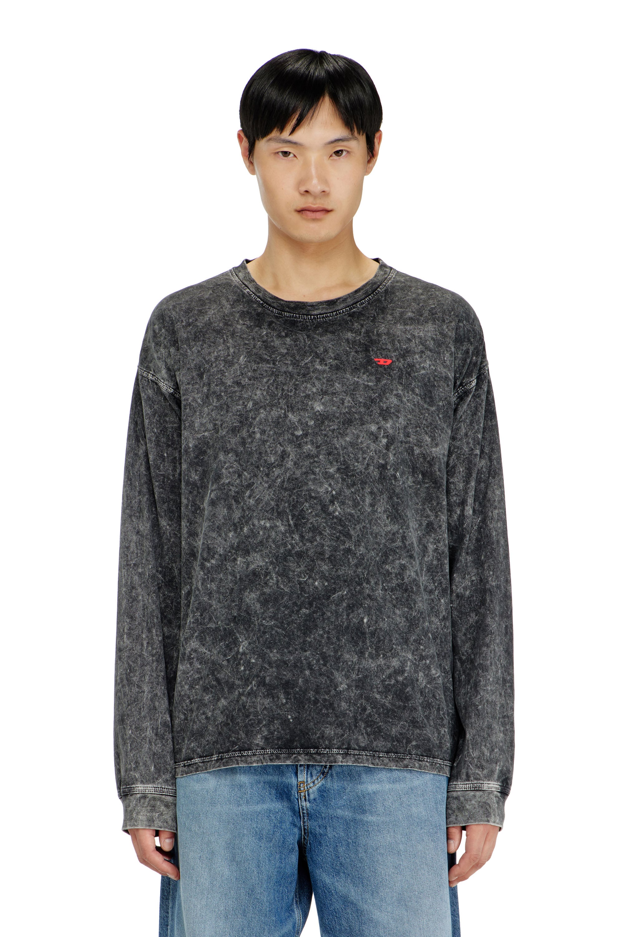 Diesel - Long sleeve top with treated effect - T-Shirts - Man - Grey
