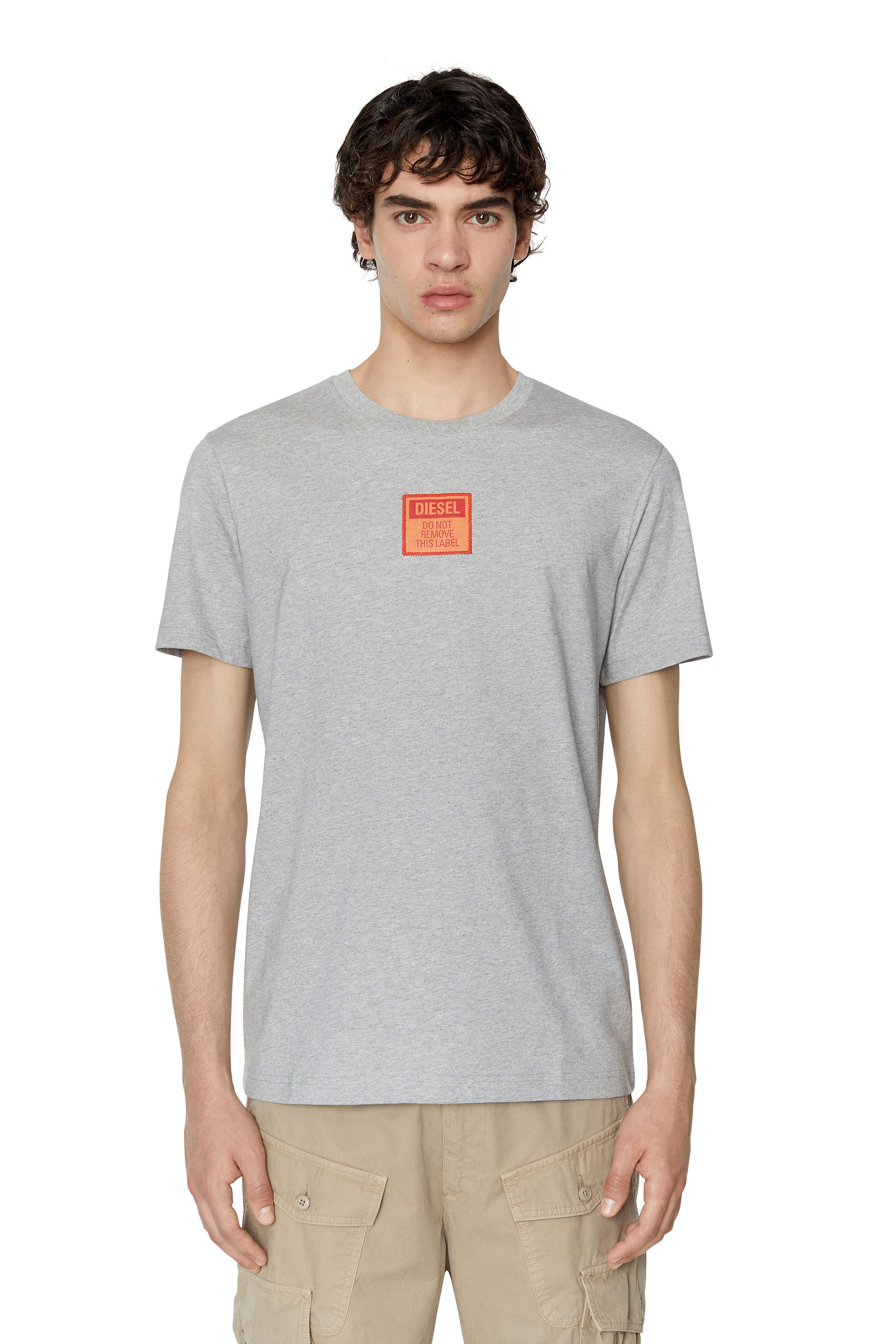 Diesel - T-shirt con logo applicato - T-Shirts - Uomo - Grigio