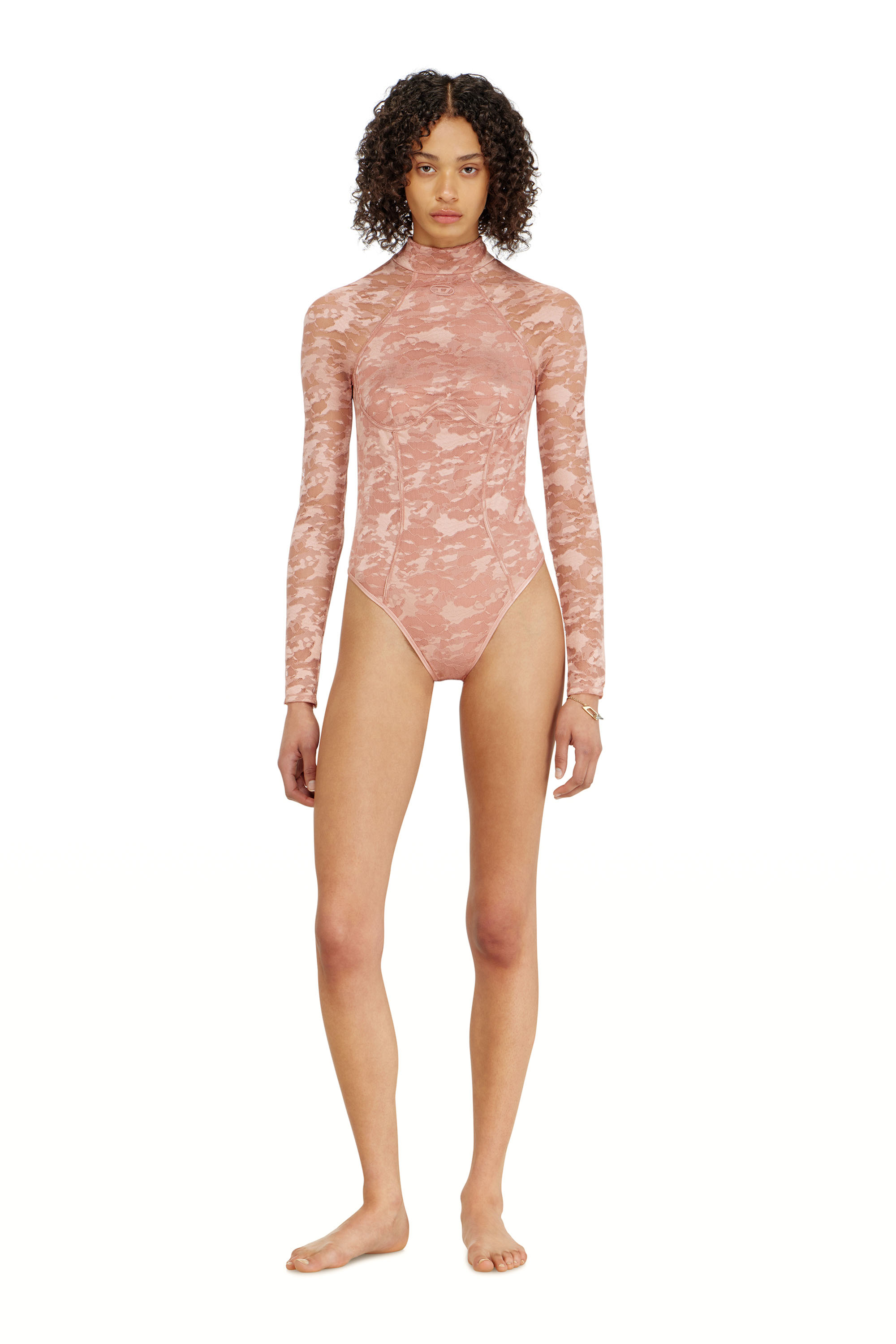 Diesel - VIVIAN-UTLT, Woman's Bodysuit in nylon lace with open back in Nude - 1