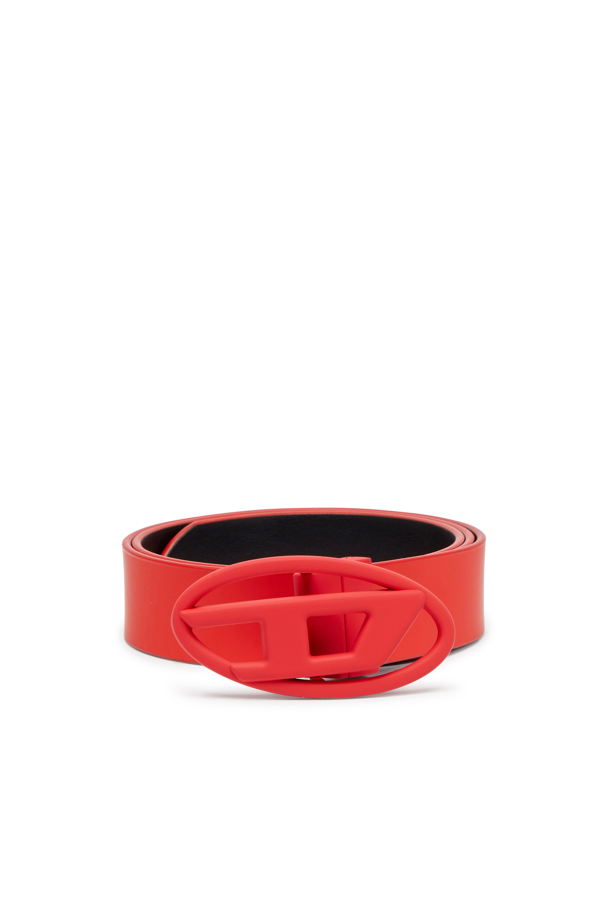 Shop Diesel Reversible Belt In Rubberised Leather In Red