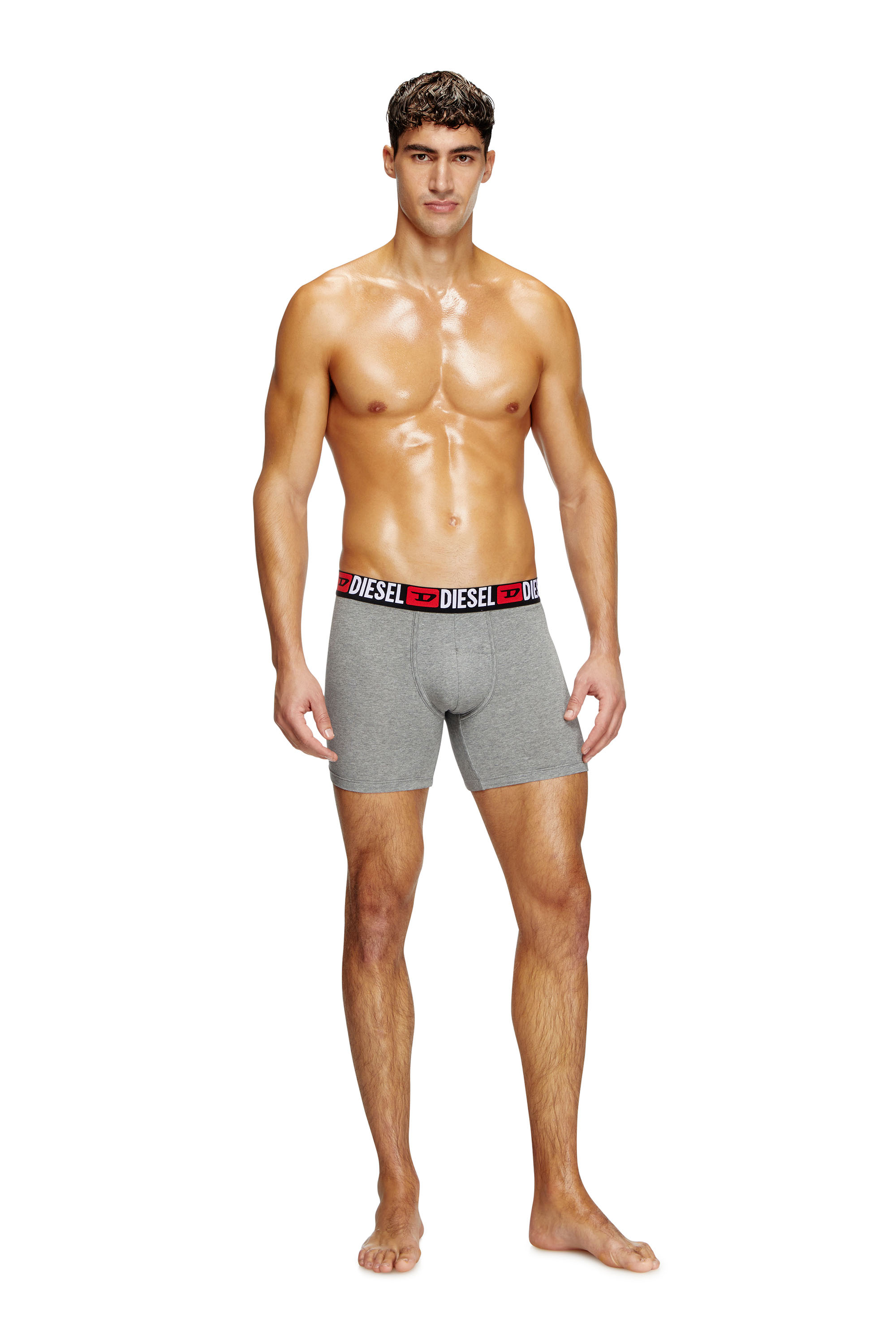 Diesel - MAX-D-CORE-3PACK, Man's Three-pack stretch cotton boxer briefs in Grey/Red - 3