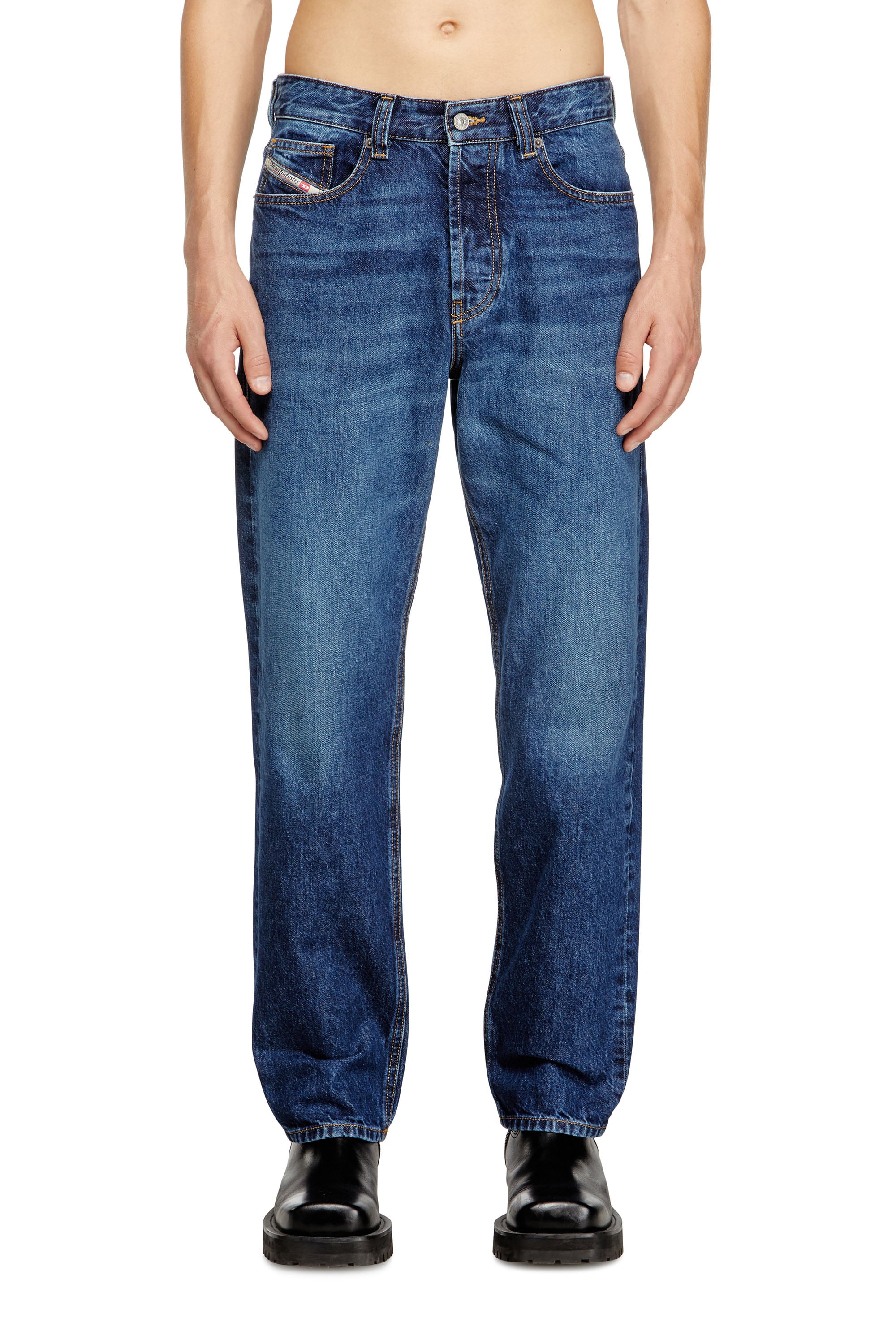 Diesel Men's Blue Regular Jeans Regular Waist 2024 D-Macs, Button Fly Size 32