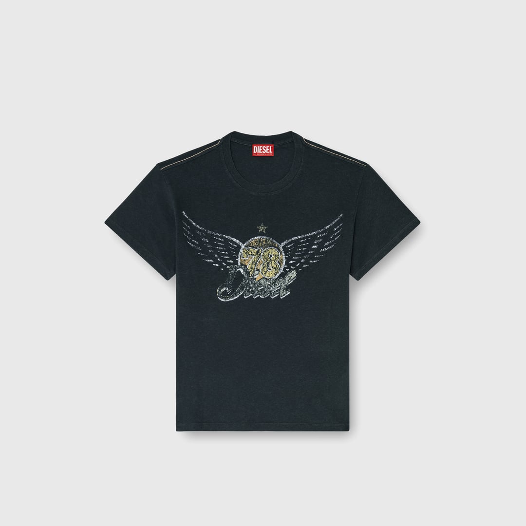 Diesel - T-shirt en coton-chanvre avec motif concert - T-Shirts - Homme - Noir