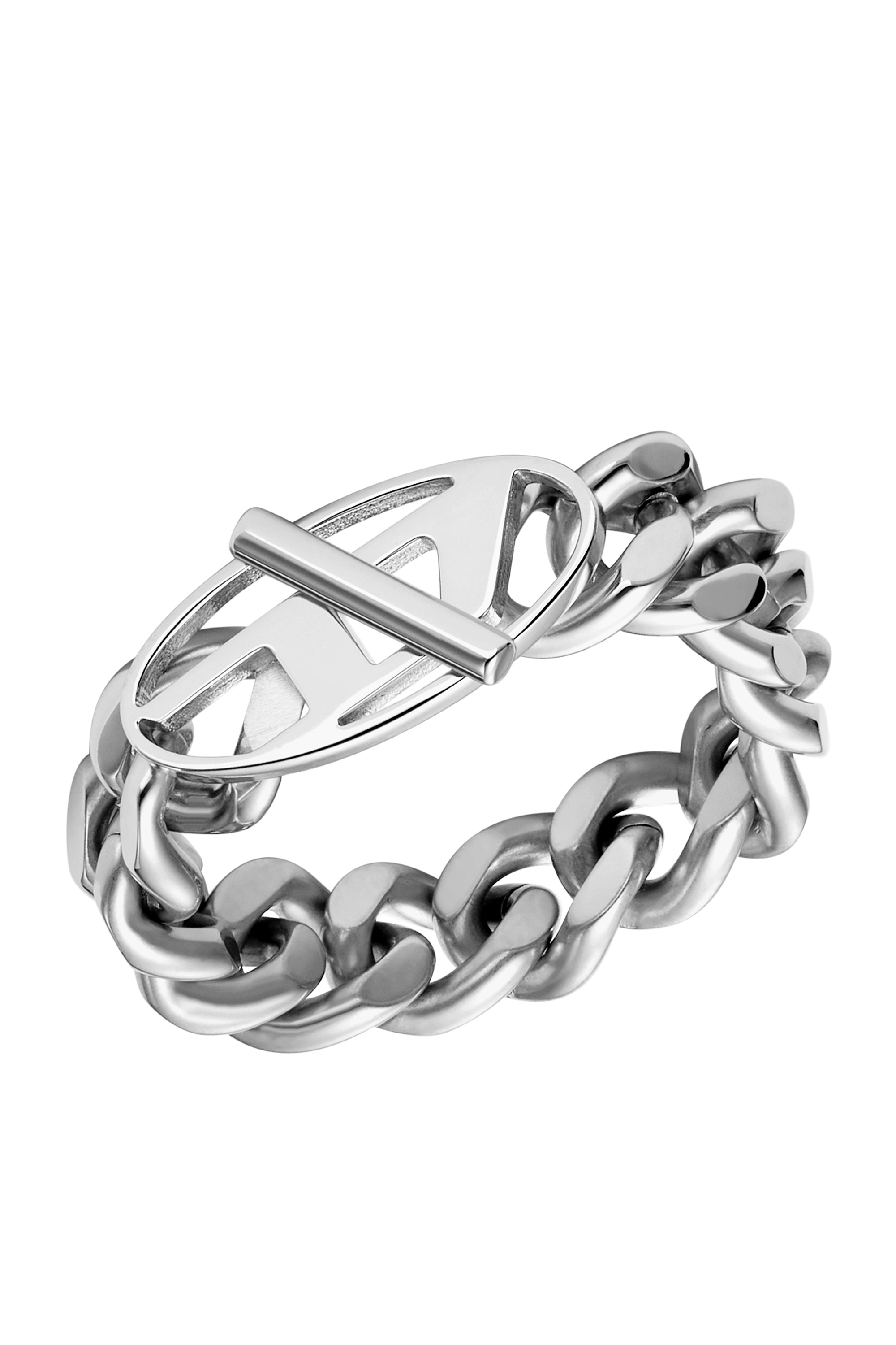 Shop Diesel Stainless Steel Soft Chain Ring In Silver