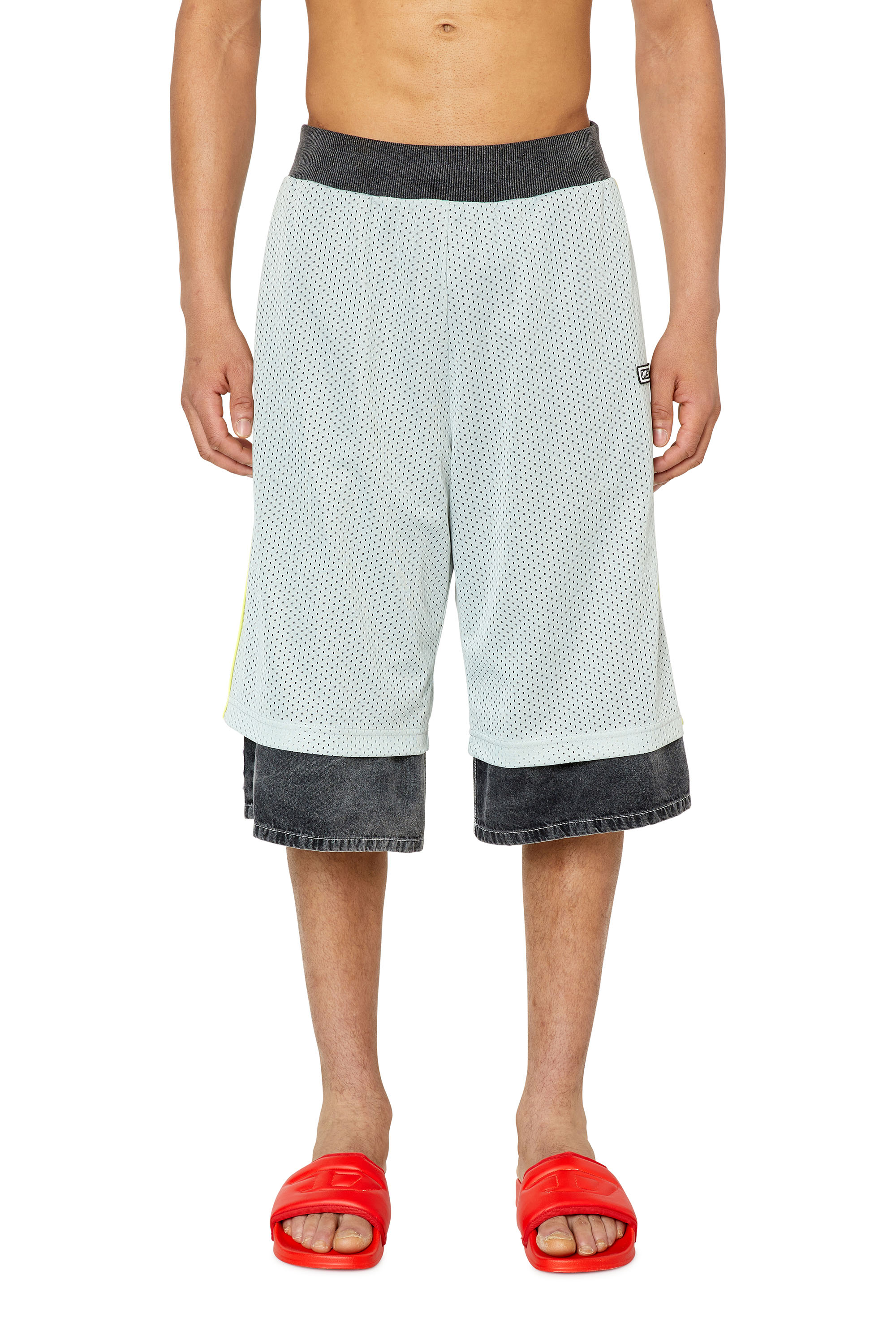 Diesel - Shorts in mesh con dettagli in denim - Shorts - Uomo - Multicolor