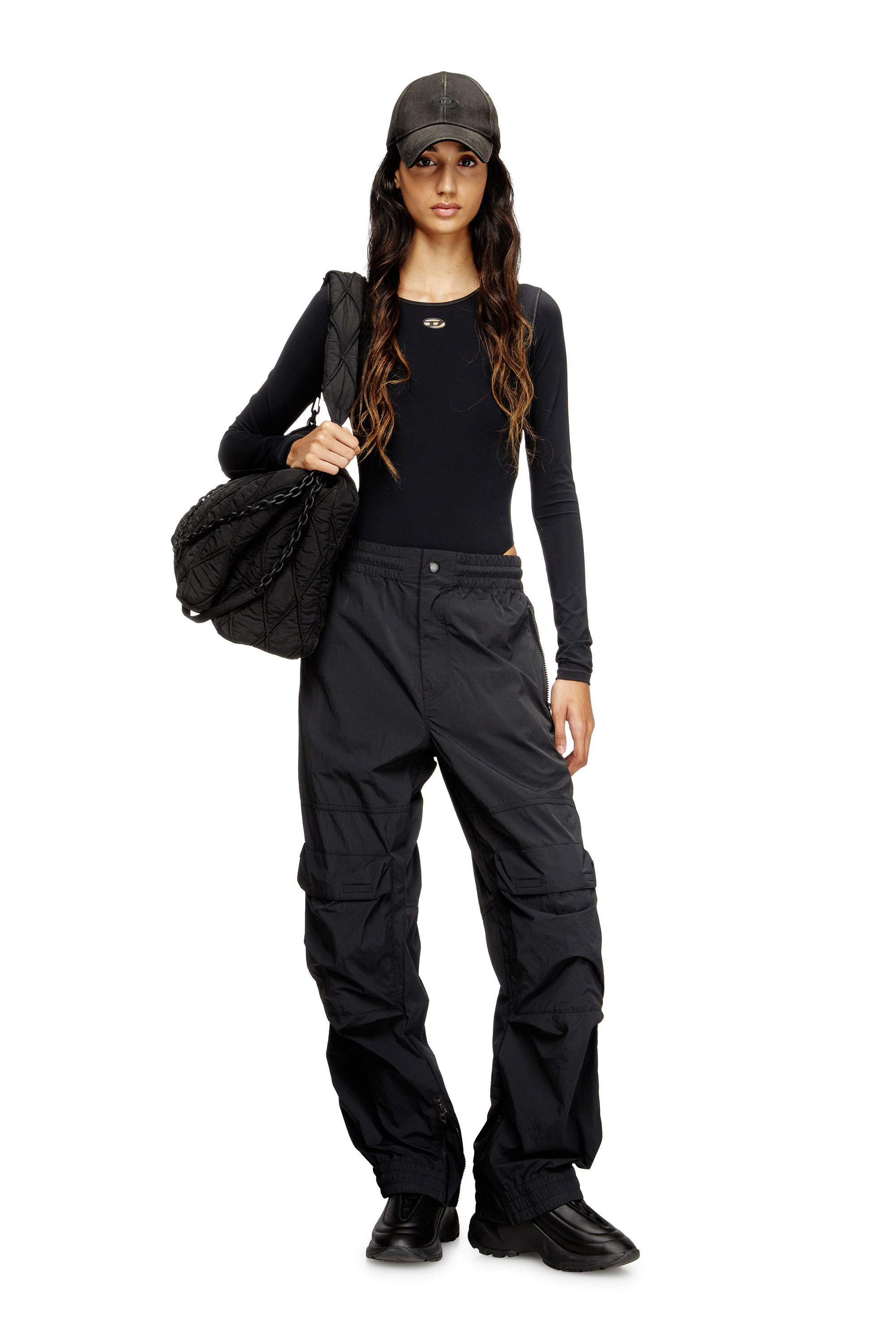 Diesel - ANGELICA-UTLT, Woman's Bodysuit with cut-out Oval D in Black - 6