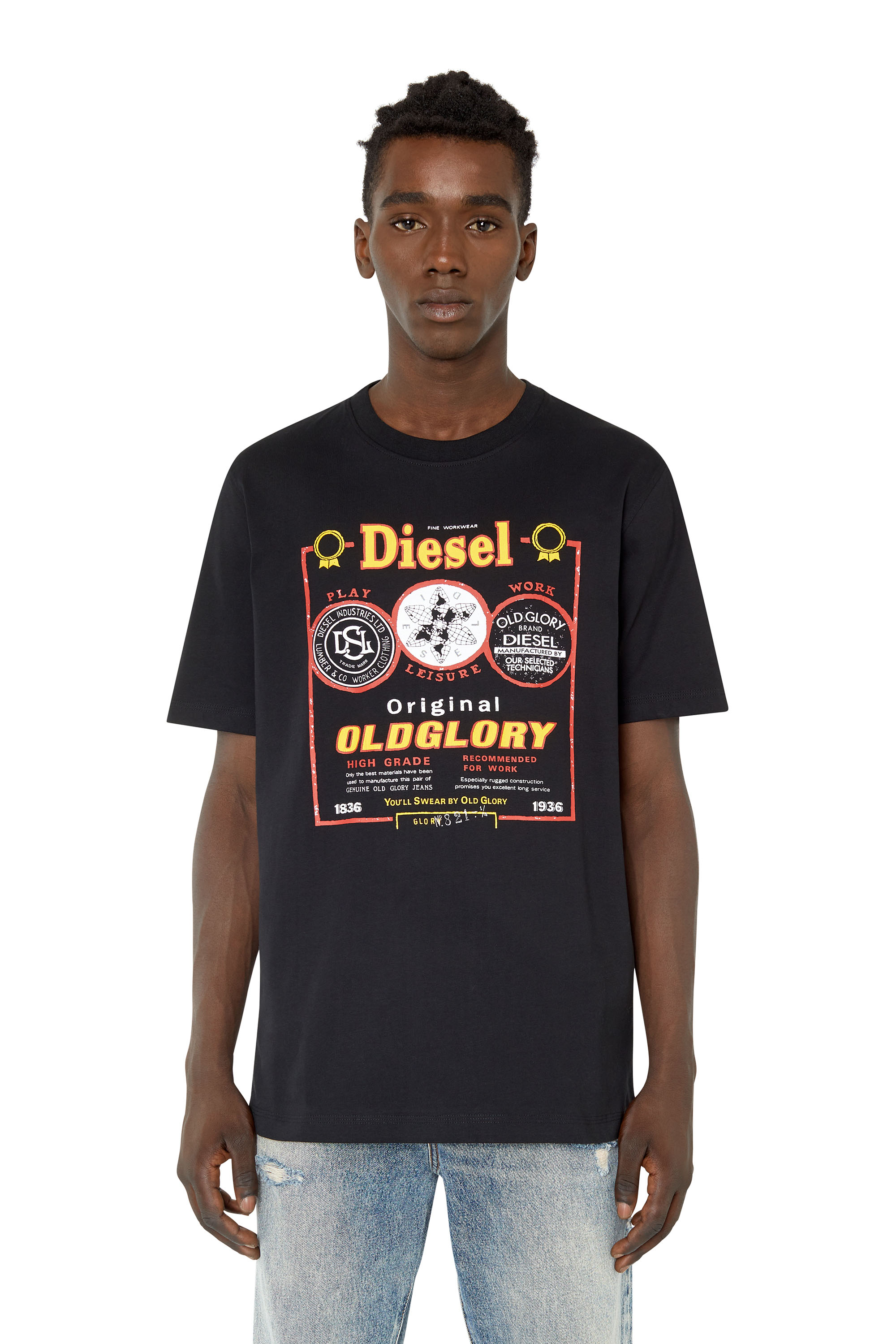 Diesel - T-shirt con stampa Diesel Old Glory - T-Shirts - Uomo - Nero