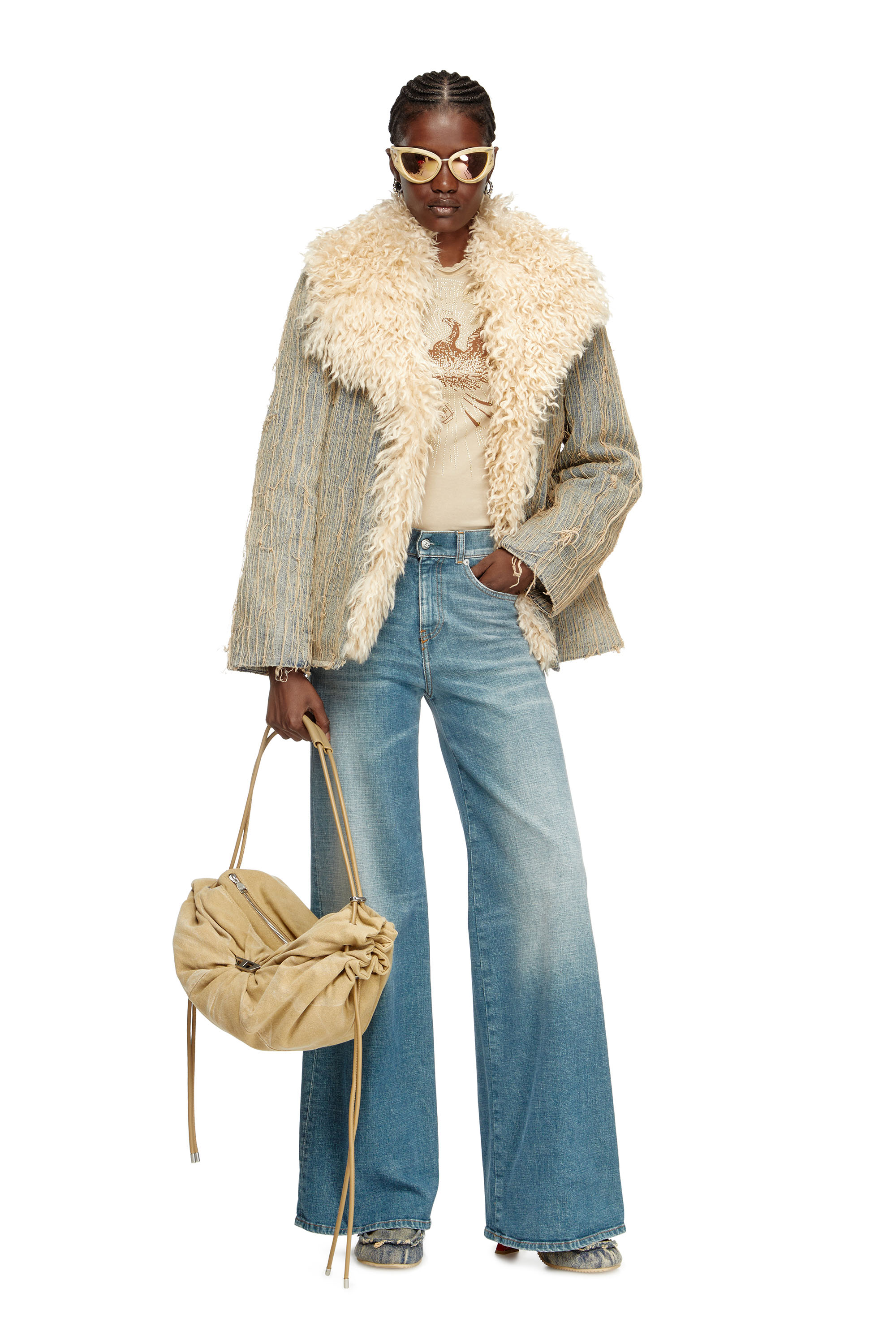 Diesel - DE-ACONIC-S, Woman's Jacket in floating-thread jacquard denim in Light Blue - 2