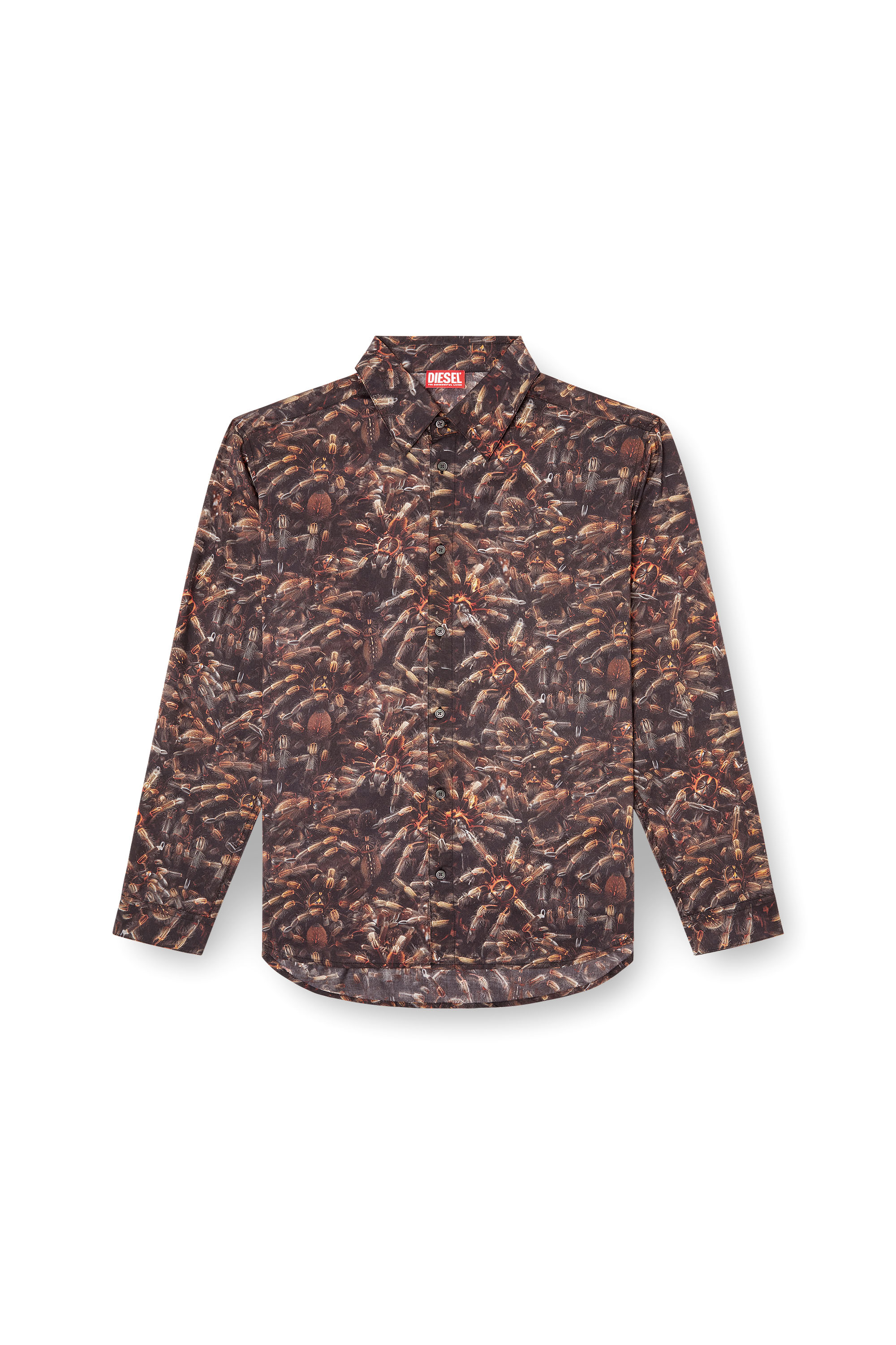 Diesel - S-SIMPLY-SPIDER-PJBK, Man's Lyocell shirt with all-over print in Black/Brown - 3