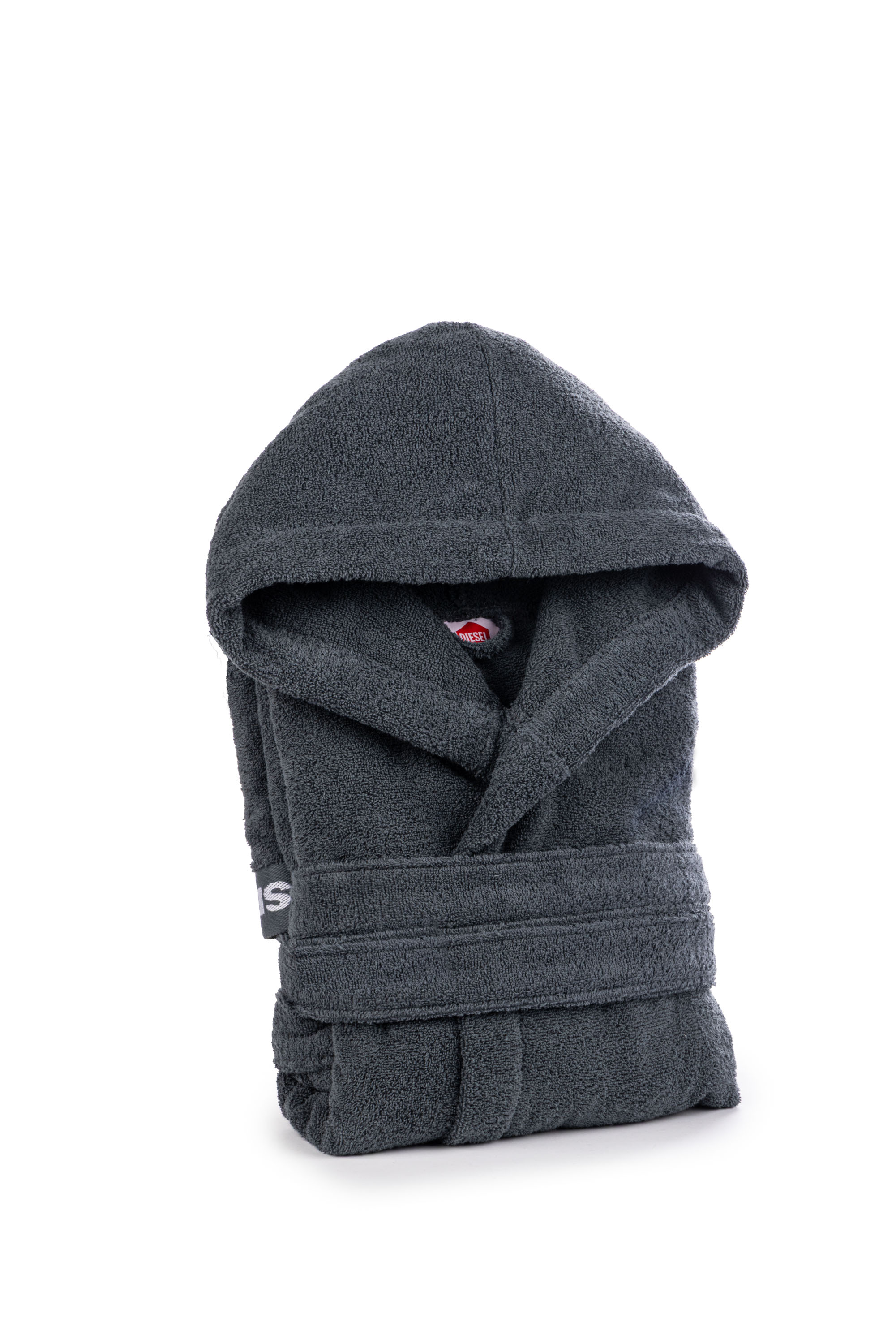 Diesel Unisex Cinza - Logo-Cotton Terry Bathrobe, - Bath Uni