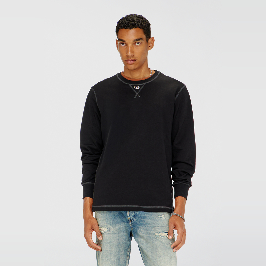Diesel Uomo Nero - Maglia A Maniche Lunghe A Costine - Tops - S - Immagine 2