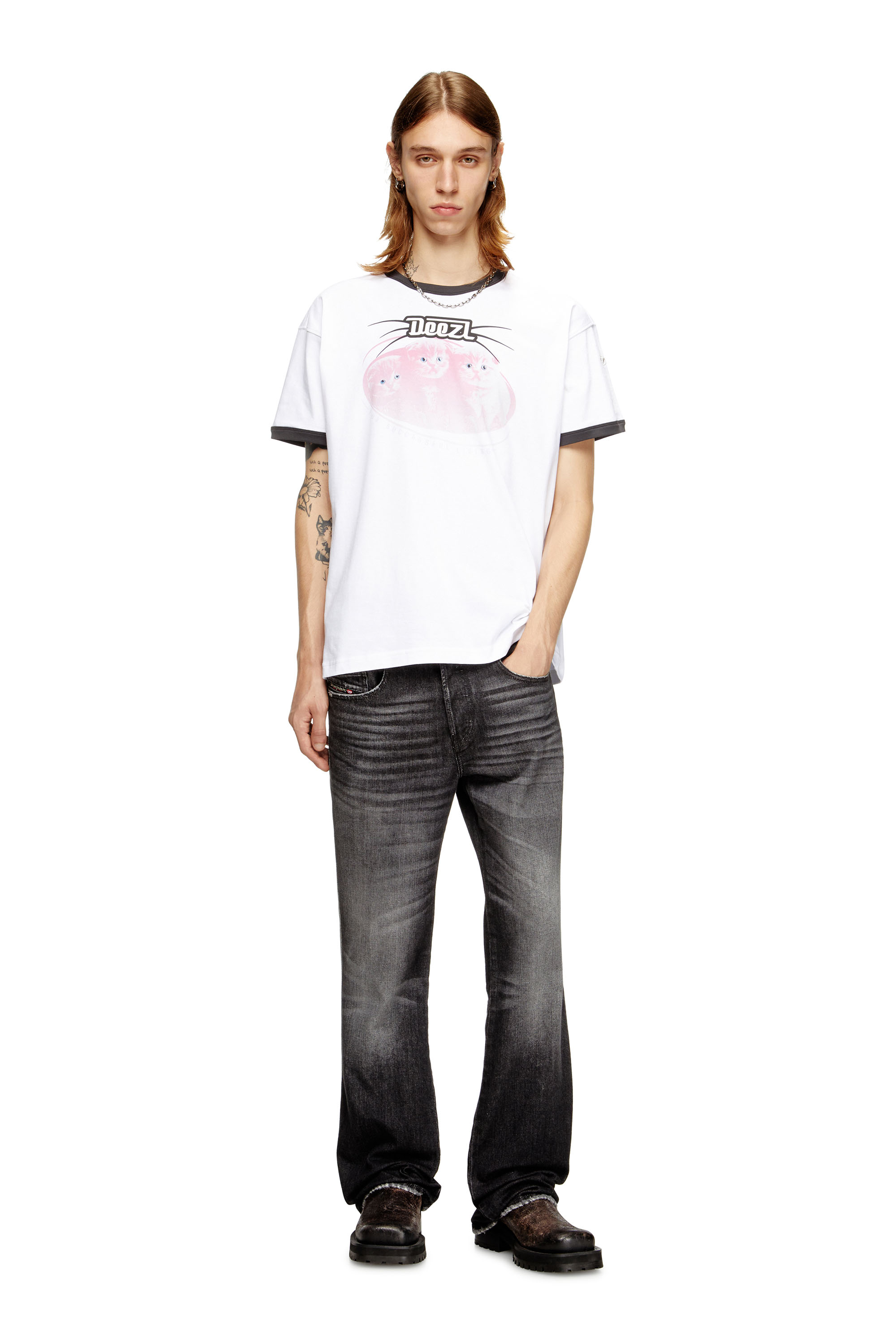 Diesel - T-NORM-CUFF, Man's Cotton t-shirt with digital print in White - 2