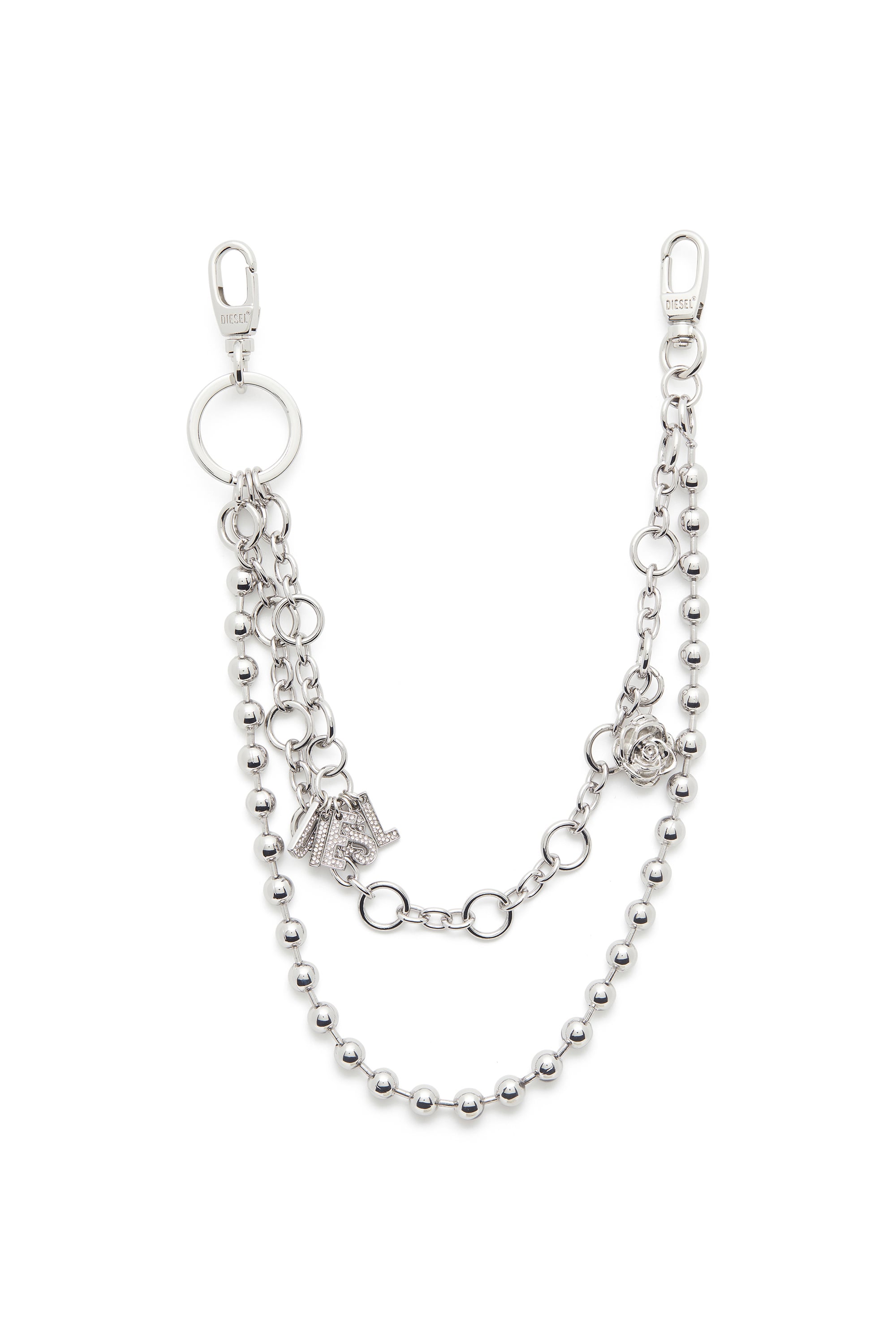Diesel Women's Silver - Metal Charm With Chains And Pendants - Charms And Keyrings - Woman Uni