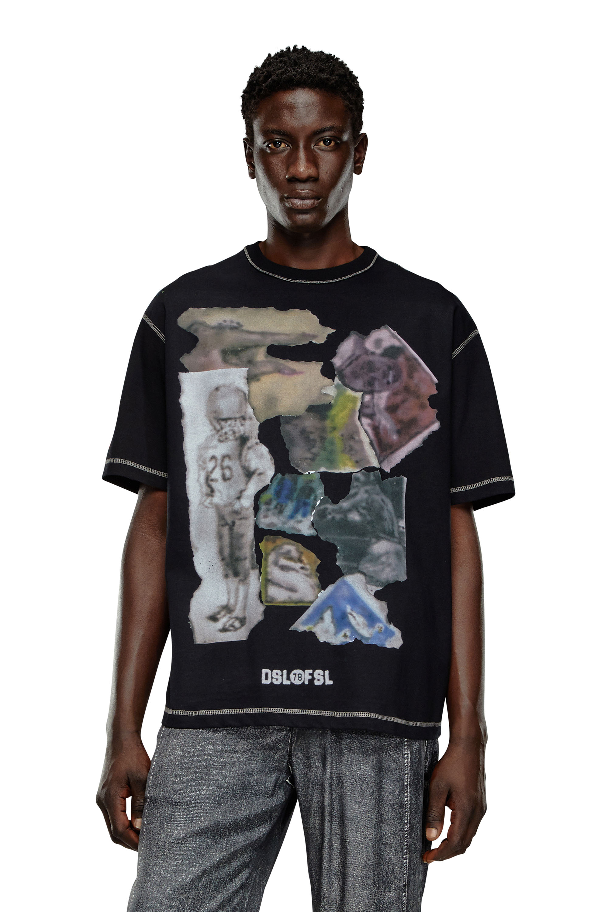 Diesel - T-shirt with airbrush print - T-Shirts - Man - Black