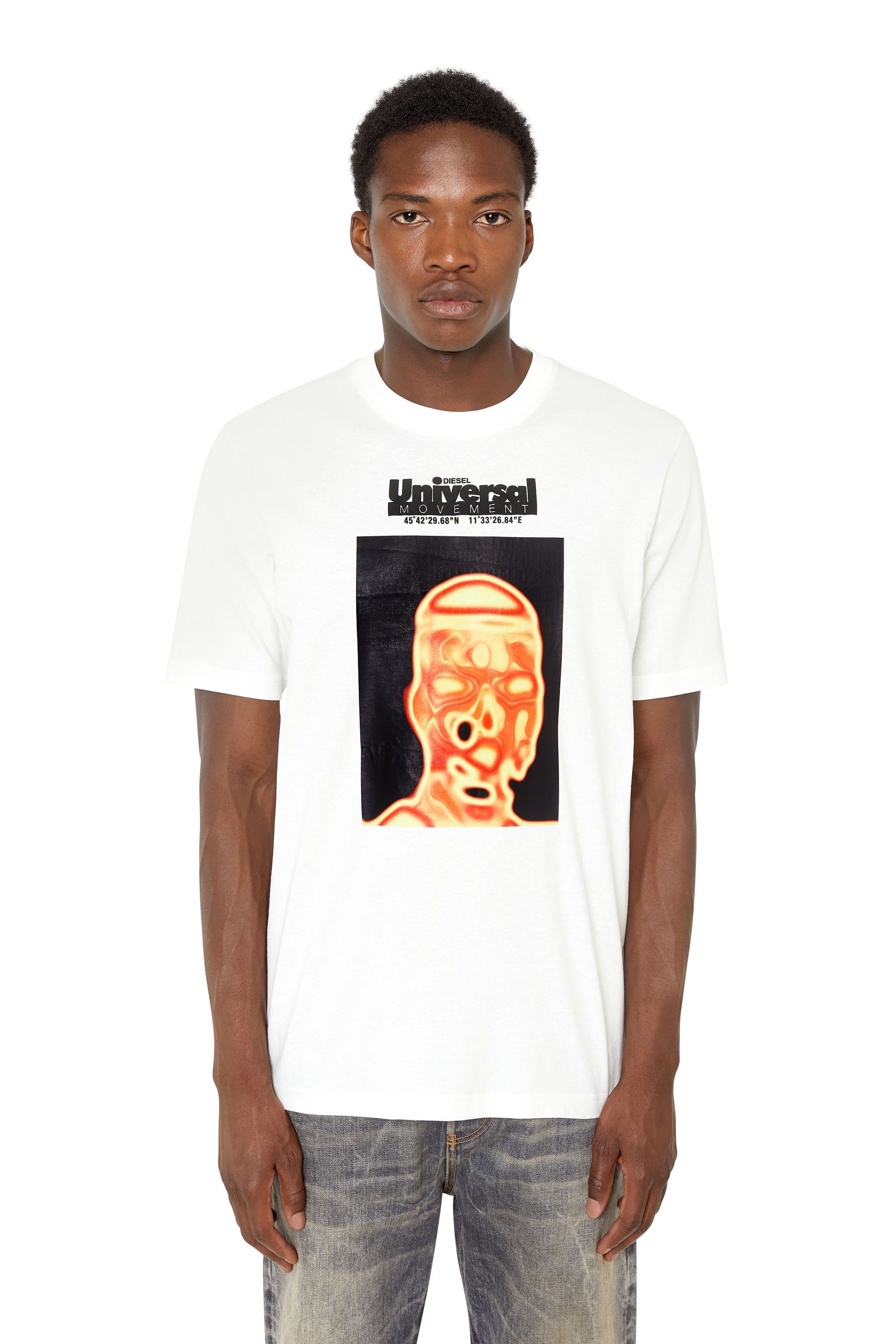 Diesel - T-shirt con stampa della termoscansione di un volto - T-Shirts - Uomo - Bianco