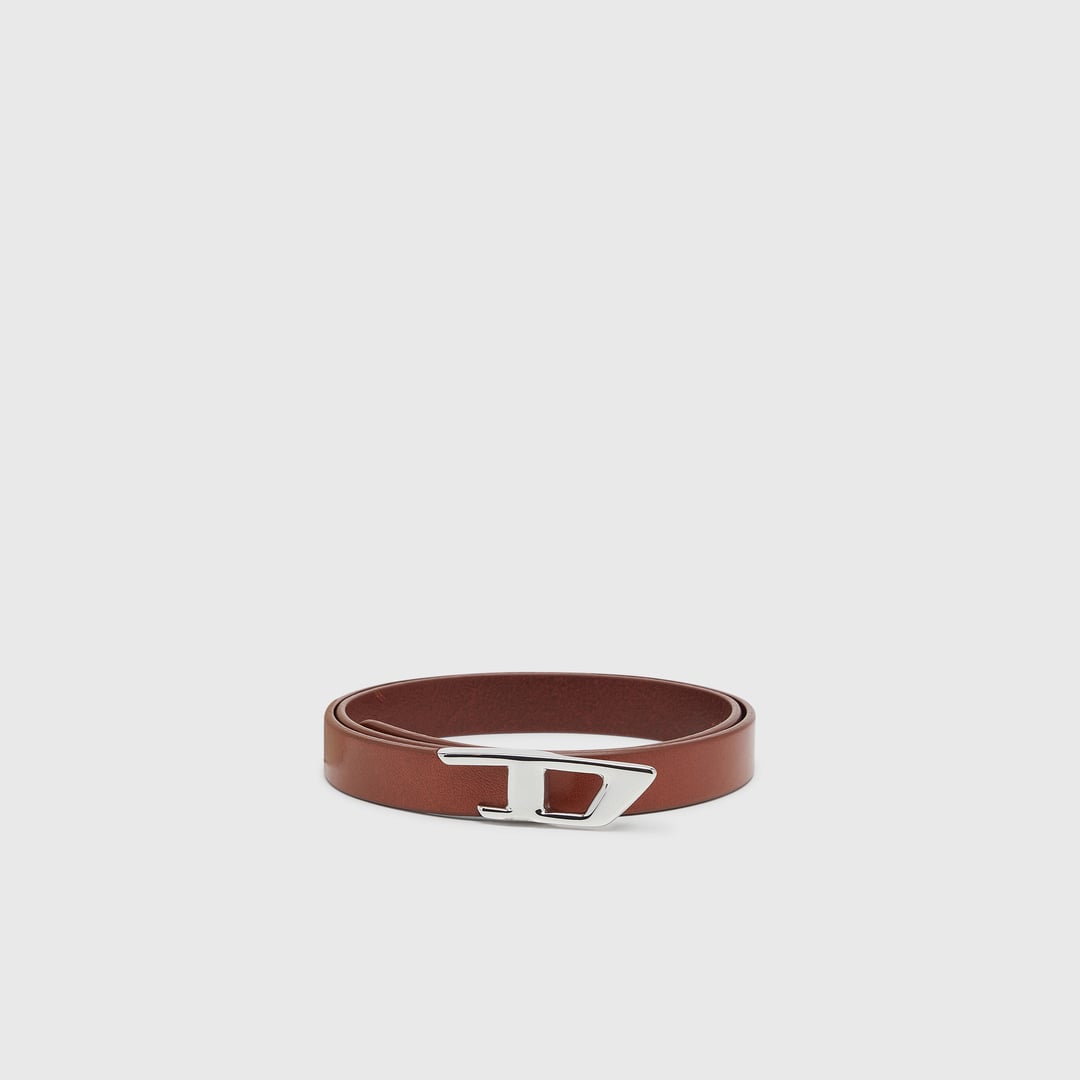 Diesel - 2 cm leather belt with metal D buckle - Belts - Woman - Brown