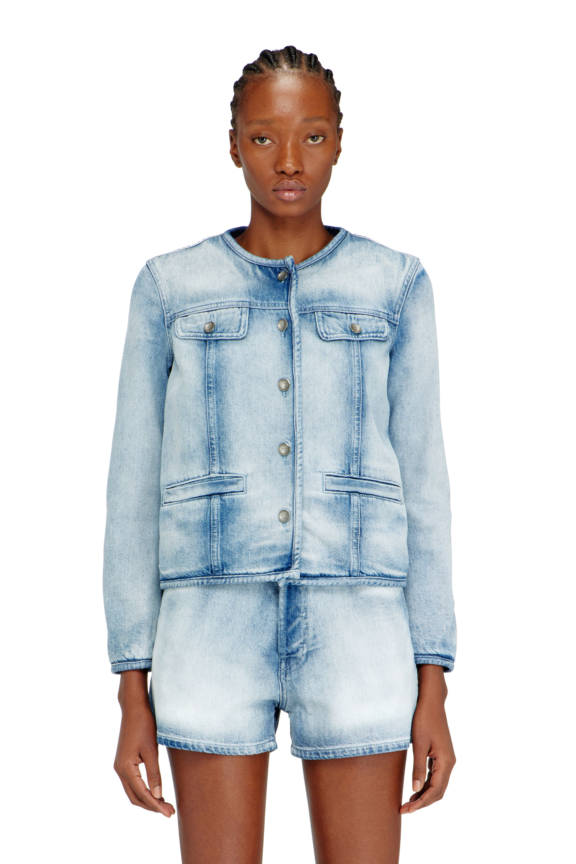 Diesel Mulher Azul - Jacket In Light Skeleton Denim - Denim Jackets - Woman Xxs