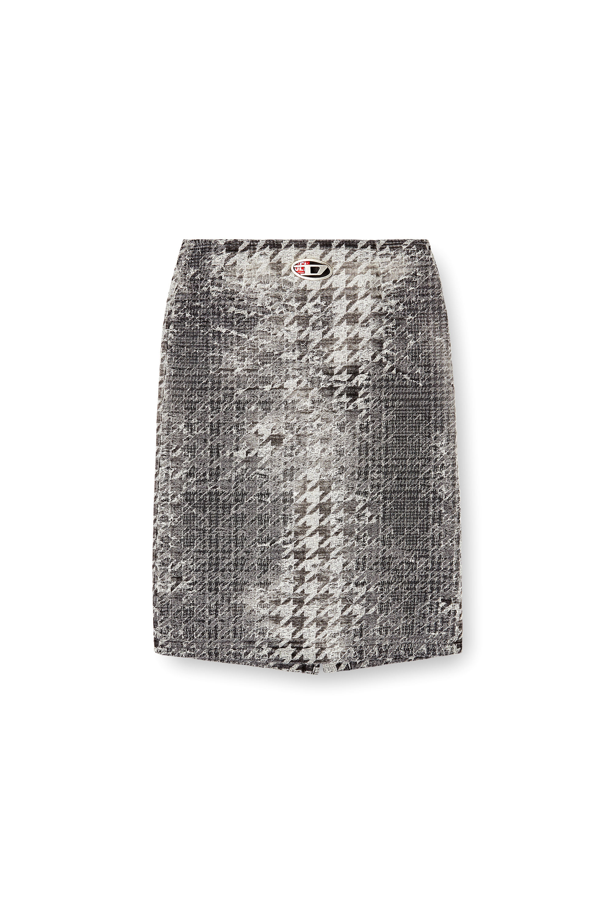 Diesel - DE- RATHIAN-FSH, Woman's Midi skirt in Prince of Wales jacquard denim in Black/White - 3